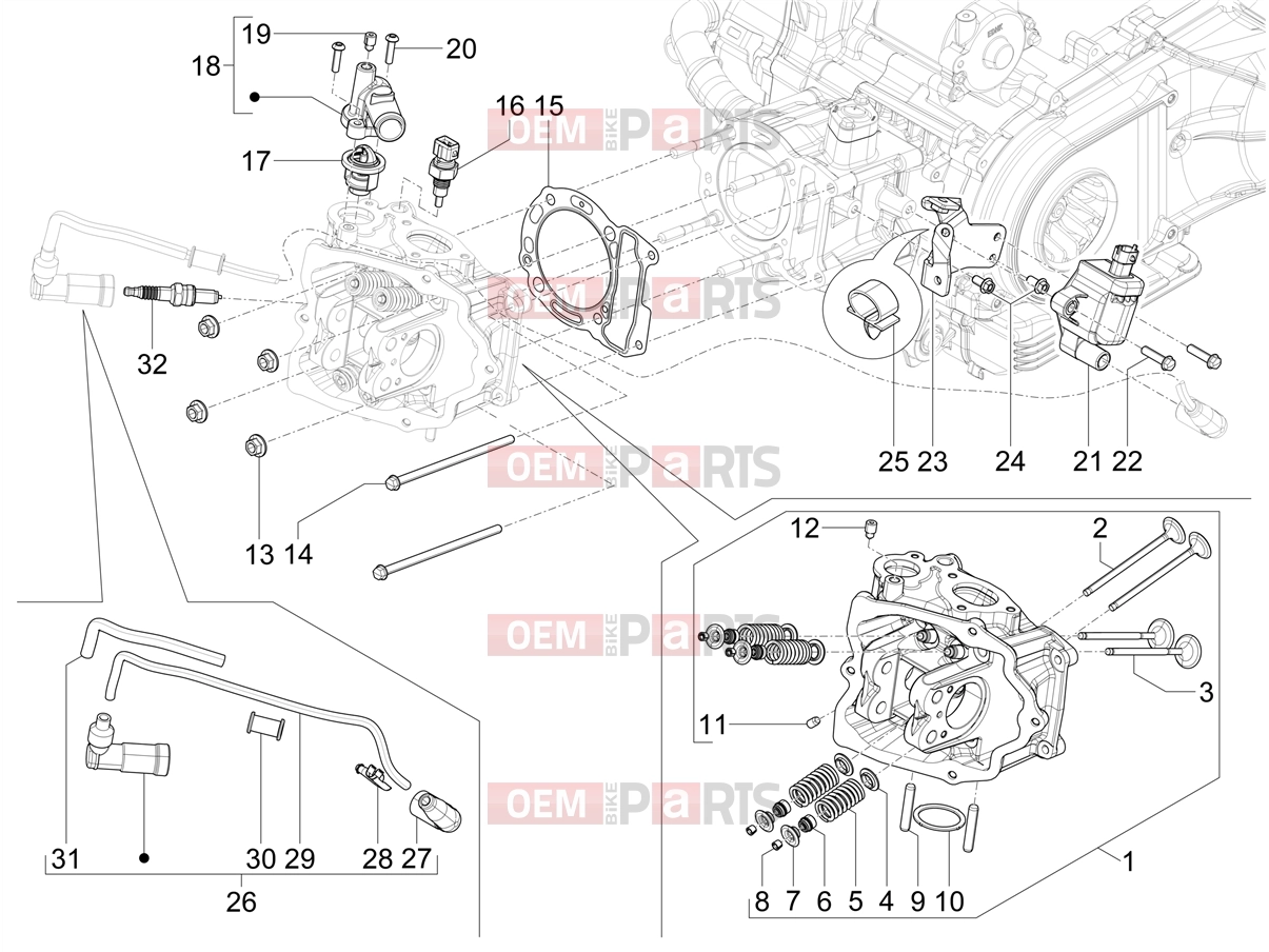 PIAGGIO MP3 310 Sport E5+ (EU) Engine » Head unit - Valve