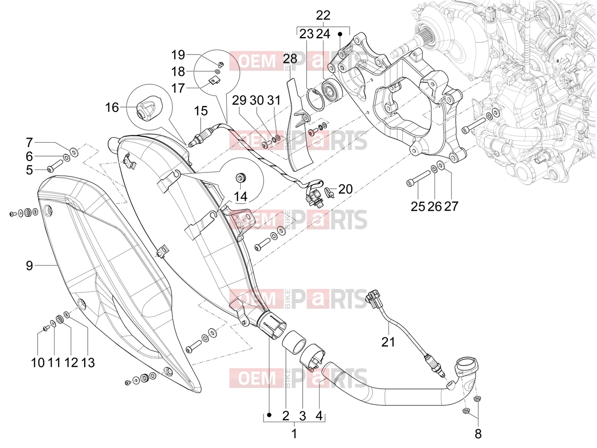 PIAGGIO MP3 310 Sport E5+ (EU) Engine » Silencer