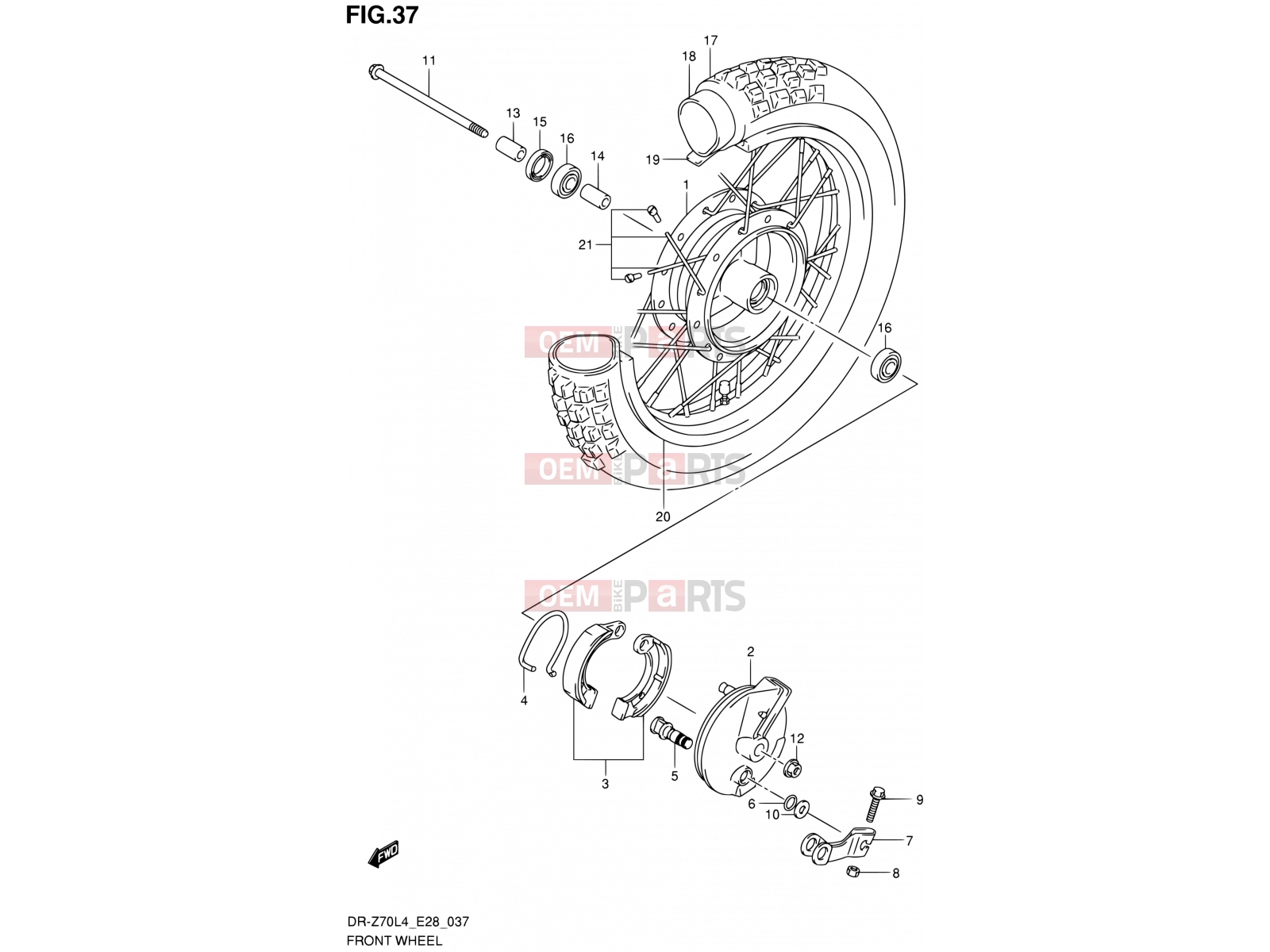 SUZUKI DR-Z70 L4 (2014) (E03,E28,E33) 37 - FRONT WHEEL
