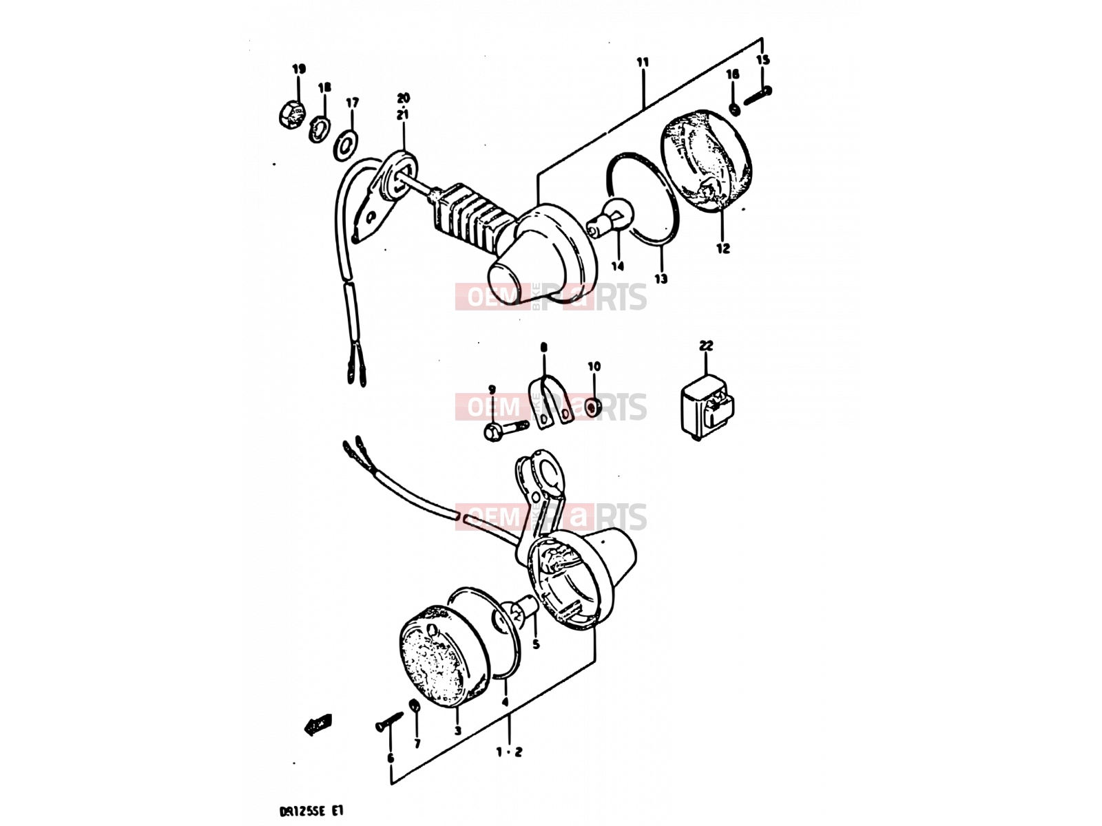 SUZUKI DR125S D (1983) 24 - TURN SIGNAL LAMP (E01, E04, E06, E15, E21, E24)