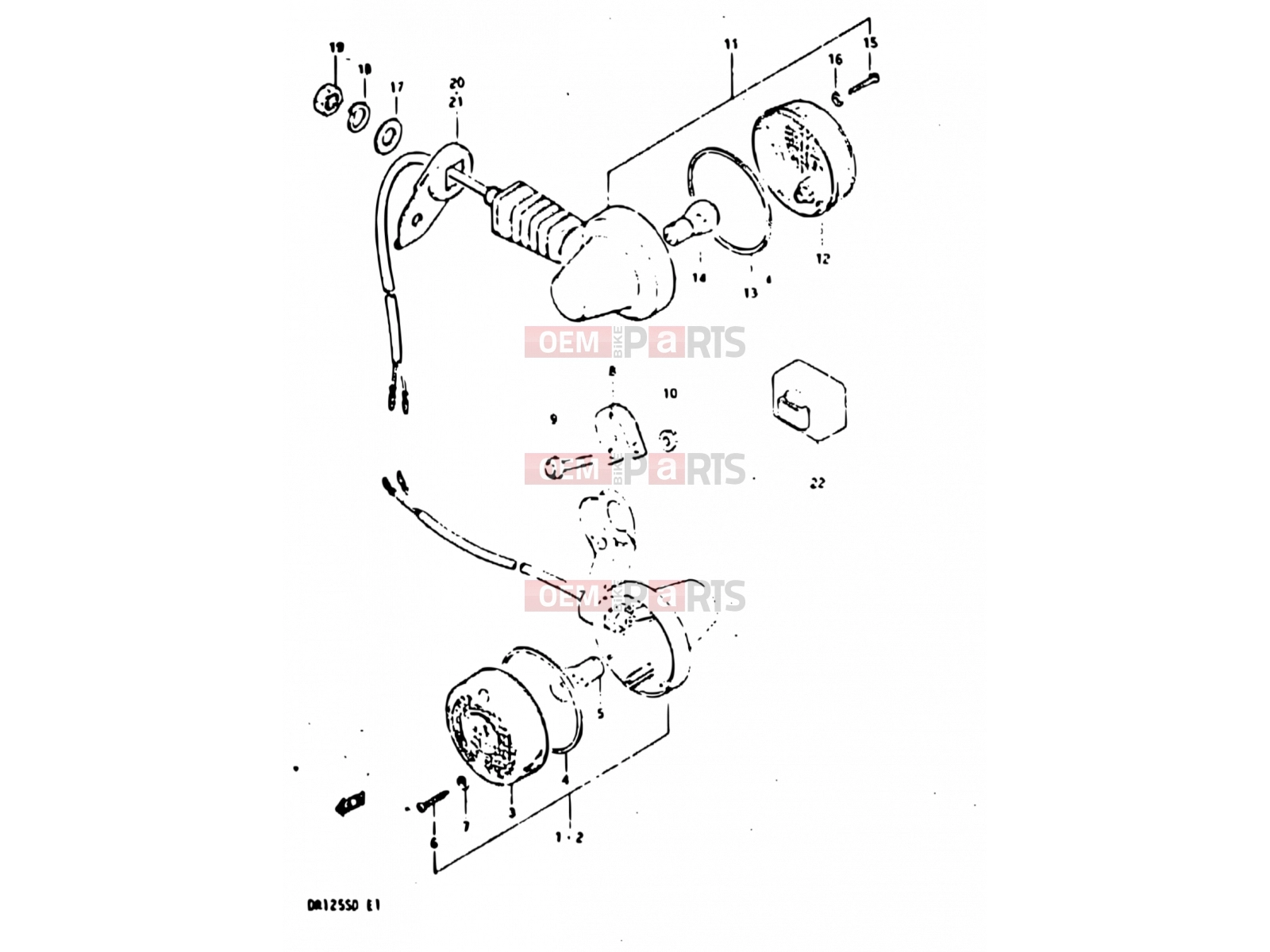 SUZUKI DR125S Z (1982) 27 - TURN SIGNAL LAMP (E02, E04, E15, E17, E21, E25)