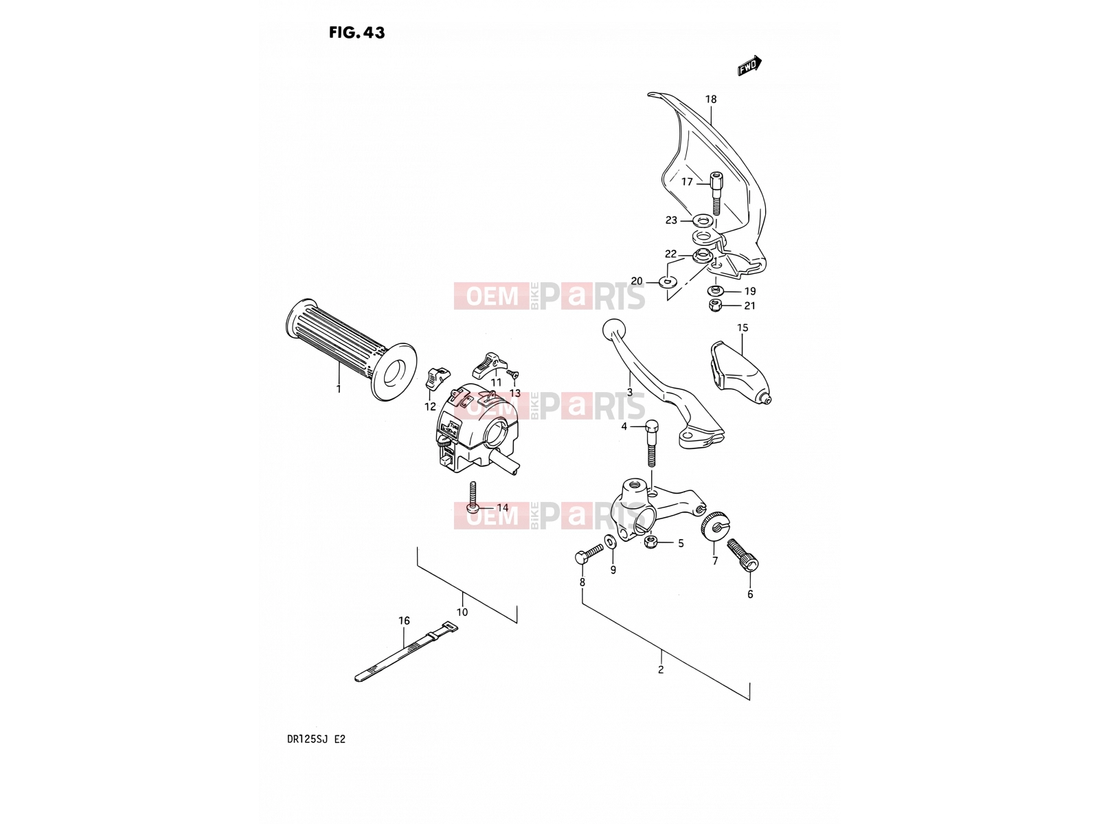 SUZUKI DR125S J (1988) 43 - LEFT HANDLE SWITCH