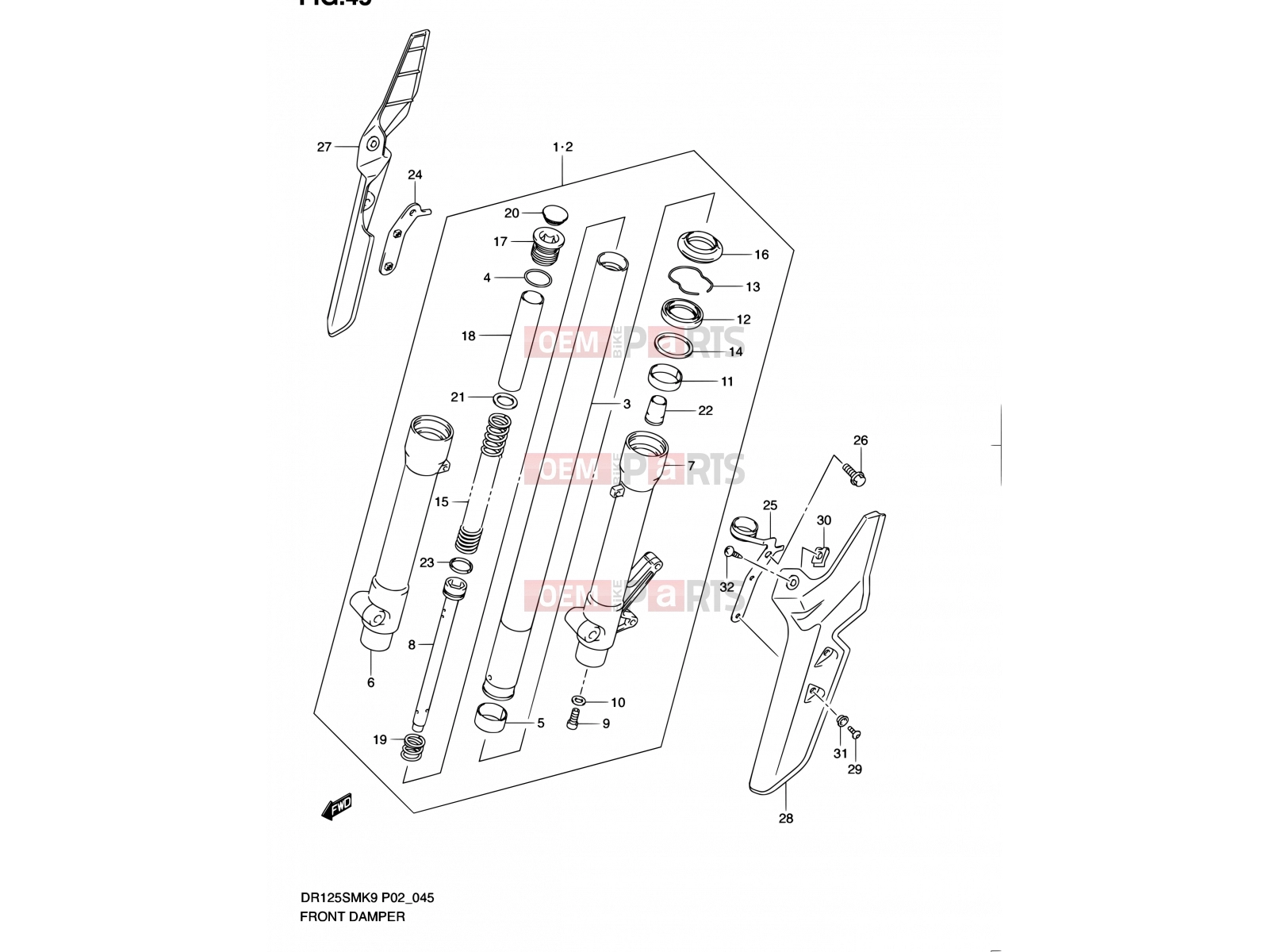 SUZUKI DR125SM L0 (2010) (E19) 45 - FRONT DAMPER