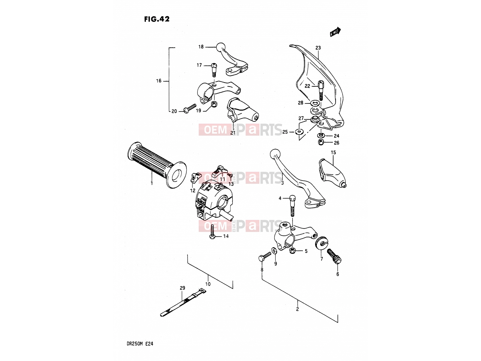 SUZUKI DR200 G (1986) 42 - LIGHT HANDLE SWITCH (E06,E21,E24)