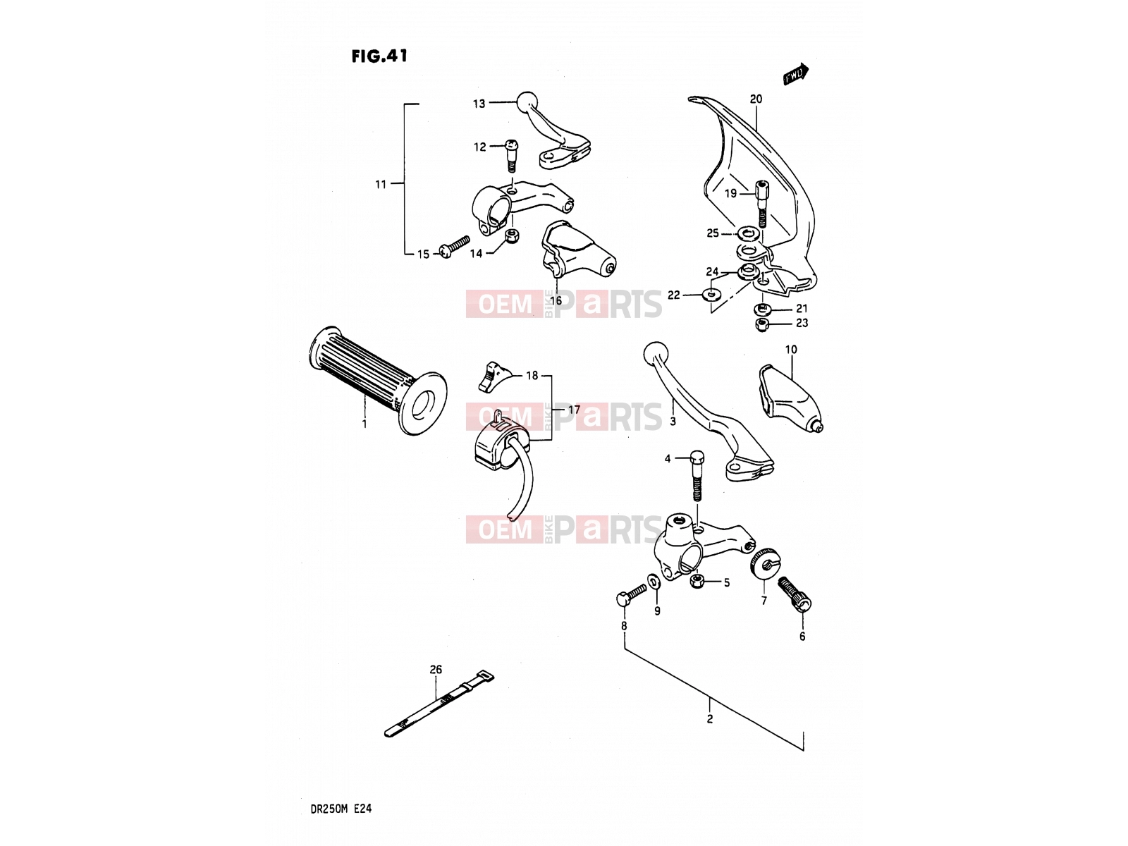SUZUKI DR200 H (1987) 41 - LIGHT HANDLE SWITCH (E01,E02)