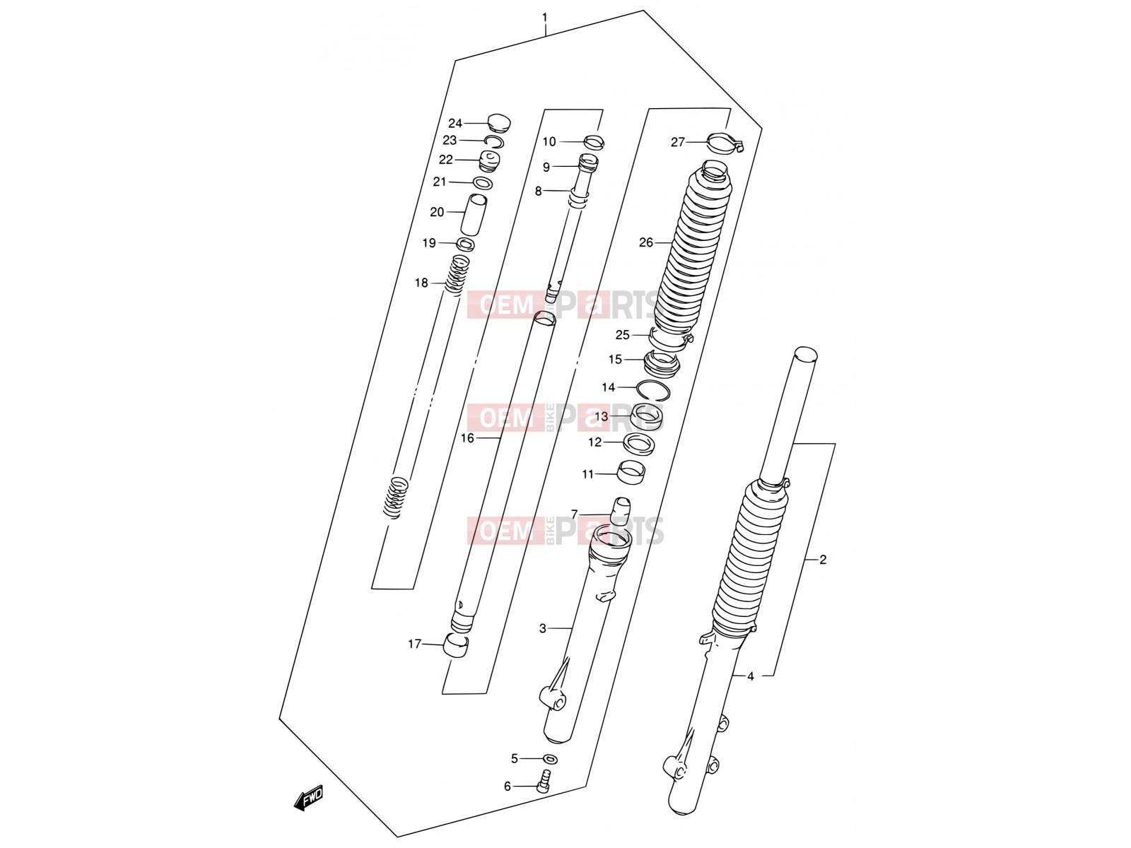SUZUKI DR200SE K2 (2002) (E03,E28,E33) 40 - FRONT DAMPER