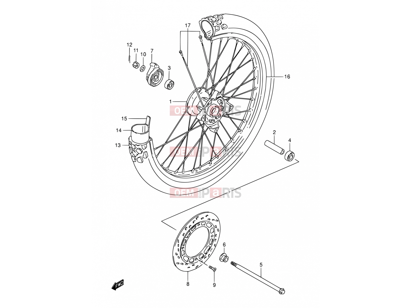 SUZUKI DR200SE K2 (2002) (E03,E28,E33) 42 - FRONT WHEEL