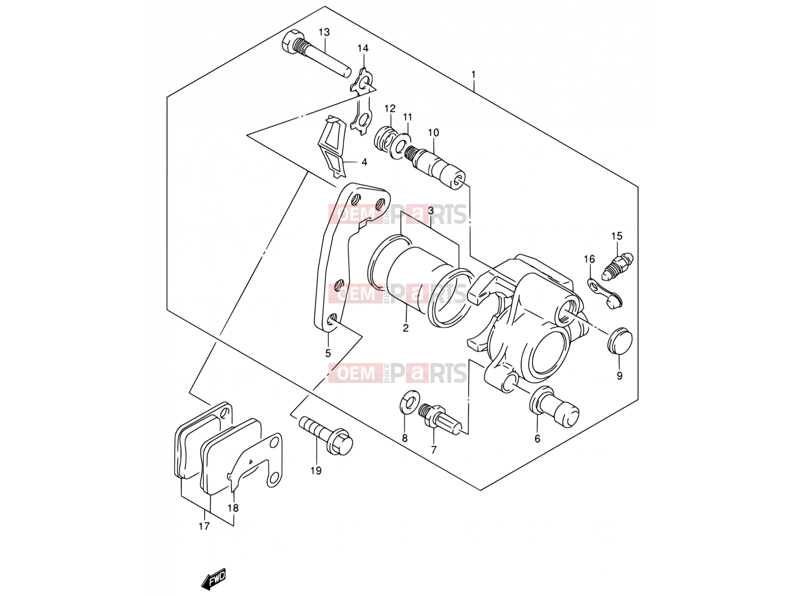 SUZUKI DR200SE K2 (2002) (E03,E28,E33) 43 - FRONT CALIPER