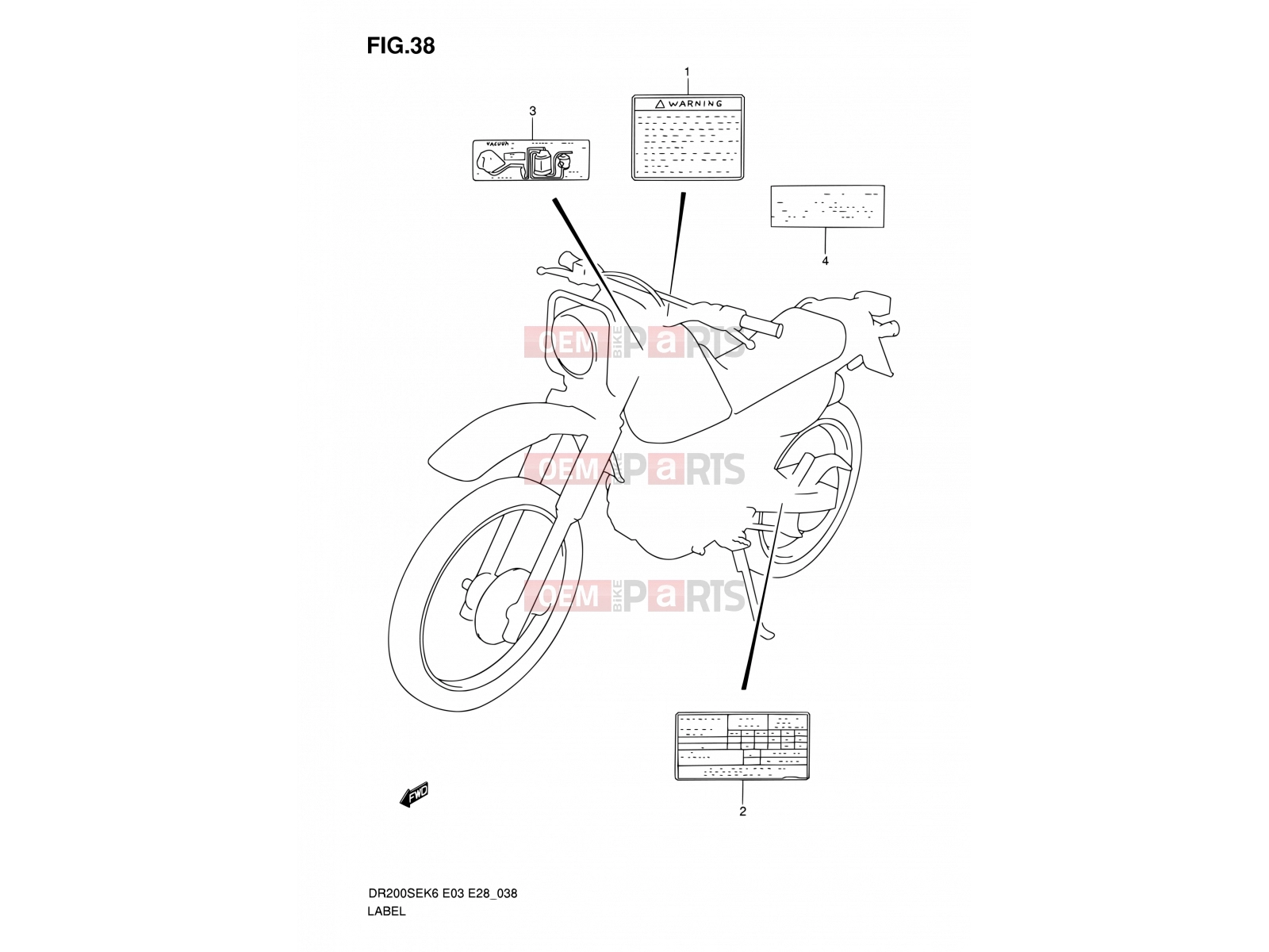 SUZUKI DR200SE K7 (2007) (E03,E28,E33) 38 - LABEL