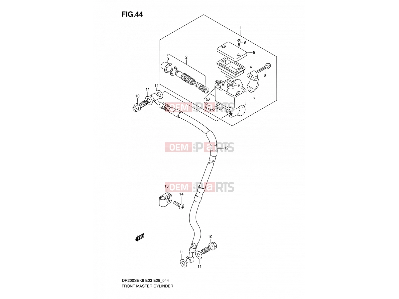 SUZUKI DR200SE K7 (2007) (E03,E28,E33) 44 - FRONT MASTER CYLINDER