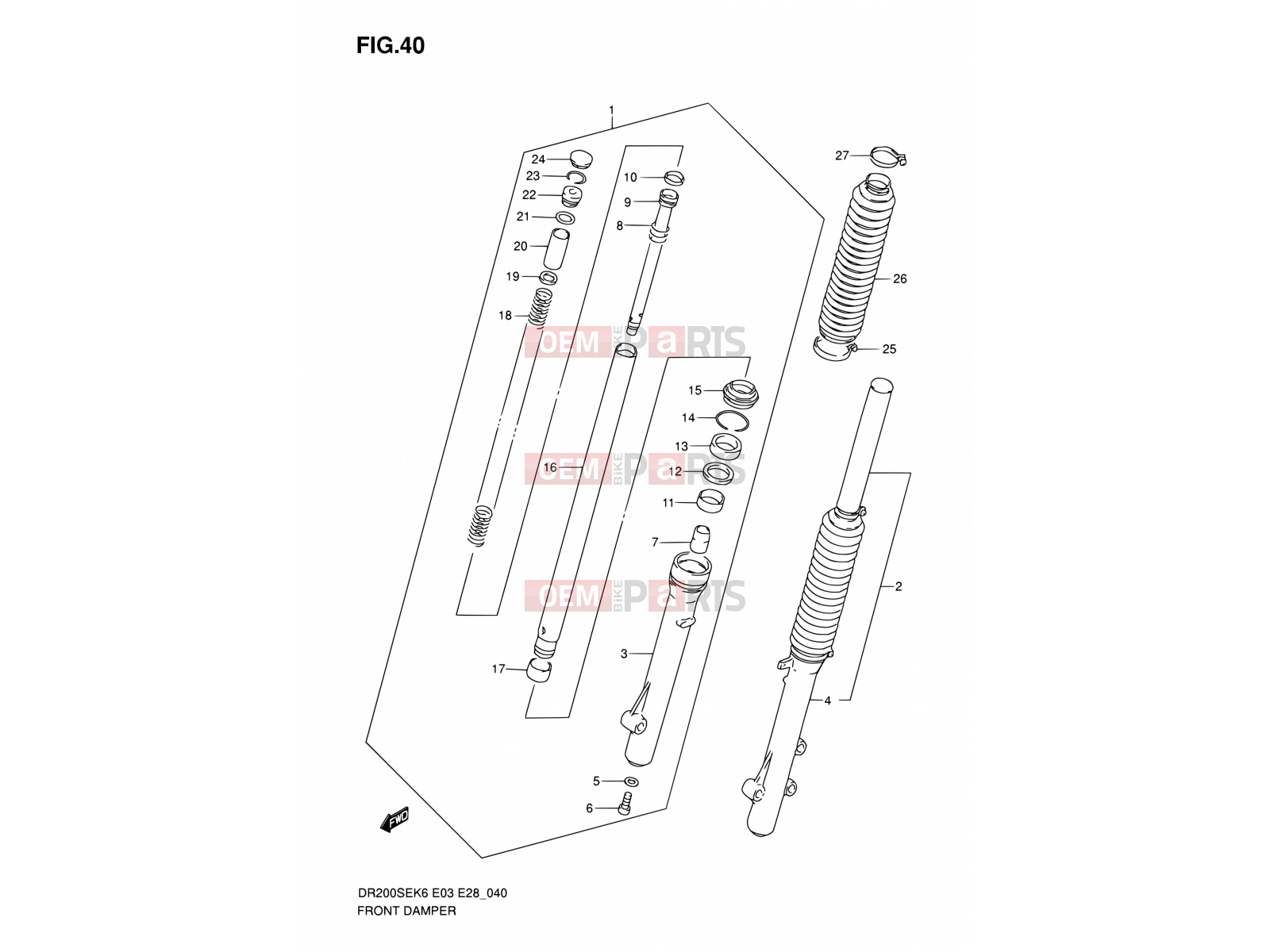 SUZUKI DR200SE K9 (2009) (E03,E28,E33) 40 - FRONT DAMPER