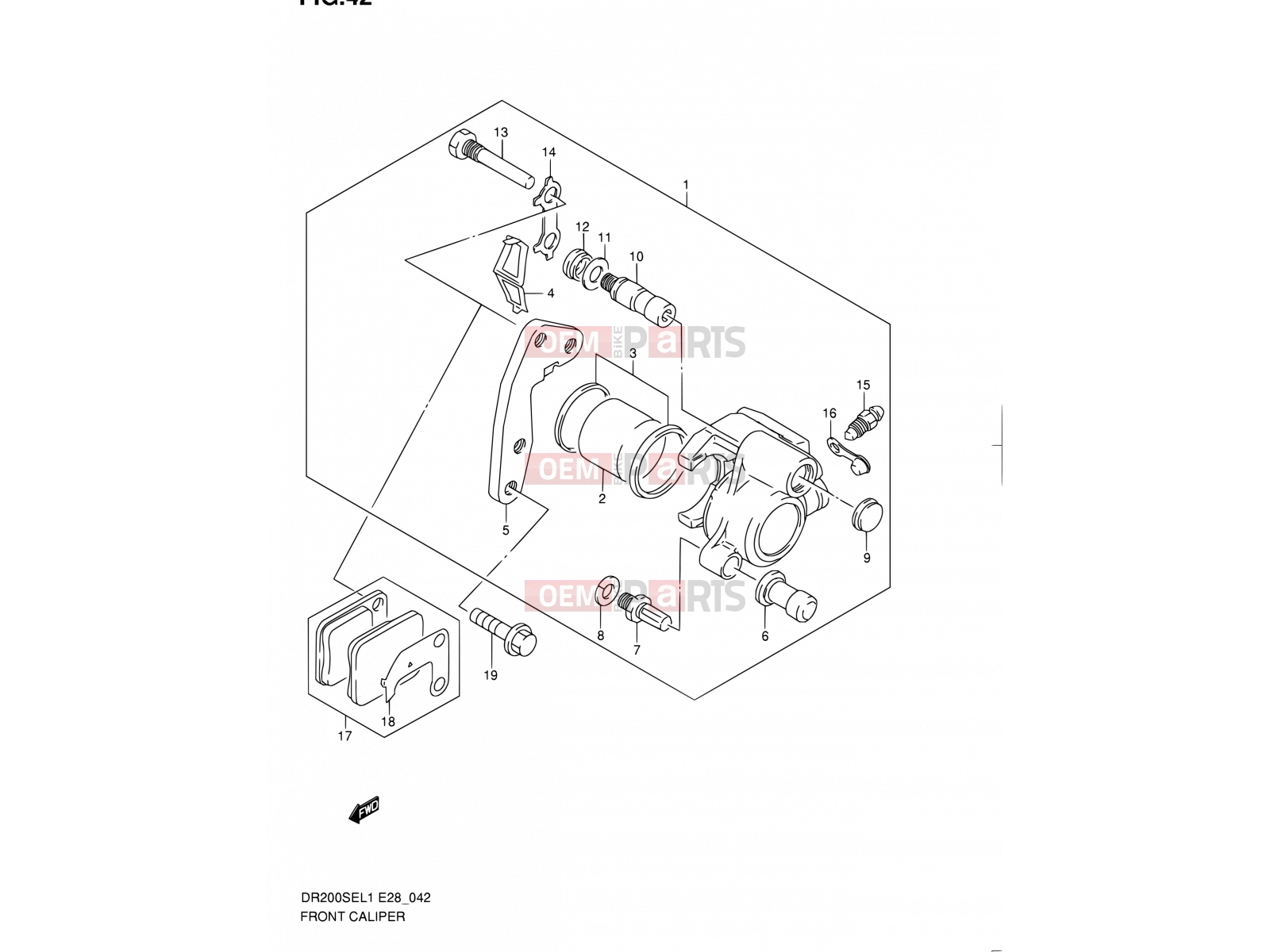 SUZUKI DR200SE L1 (2011) (E03,E28,E33) 42 - FRONT CALIPER