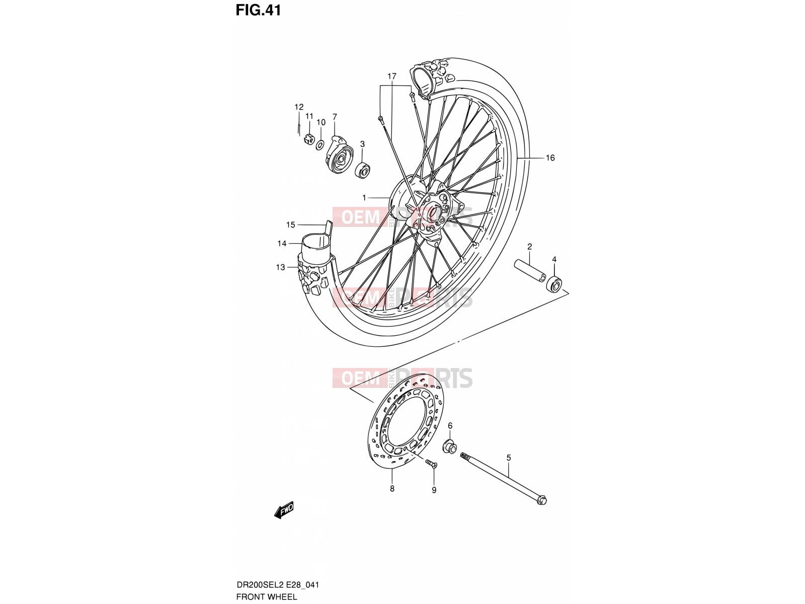 SUZUKI DR200SE L2 (2012) (E03,E28,E33) 41 - FRONT WHEEL