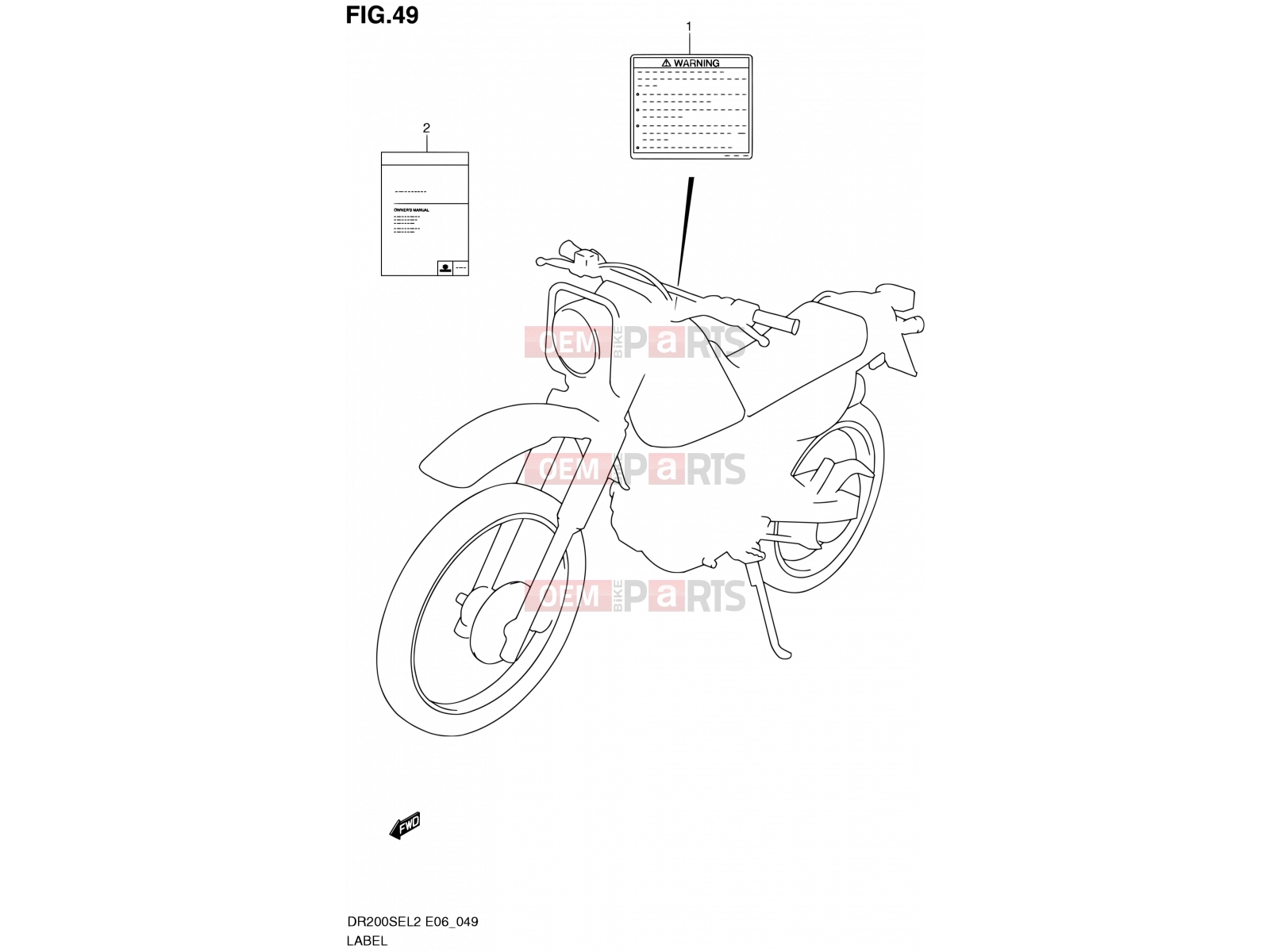 SUZUKI DR200SE L2 (2012) (E06) 49 - LABEL (DR200SEL2 E06)