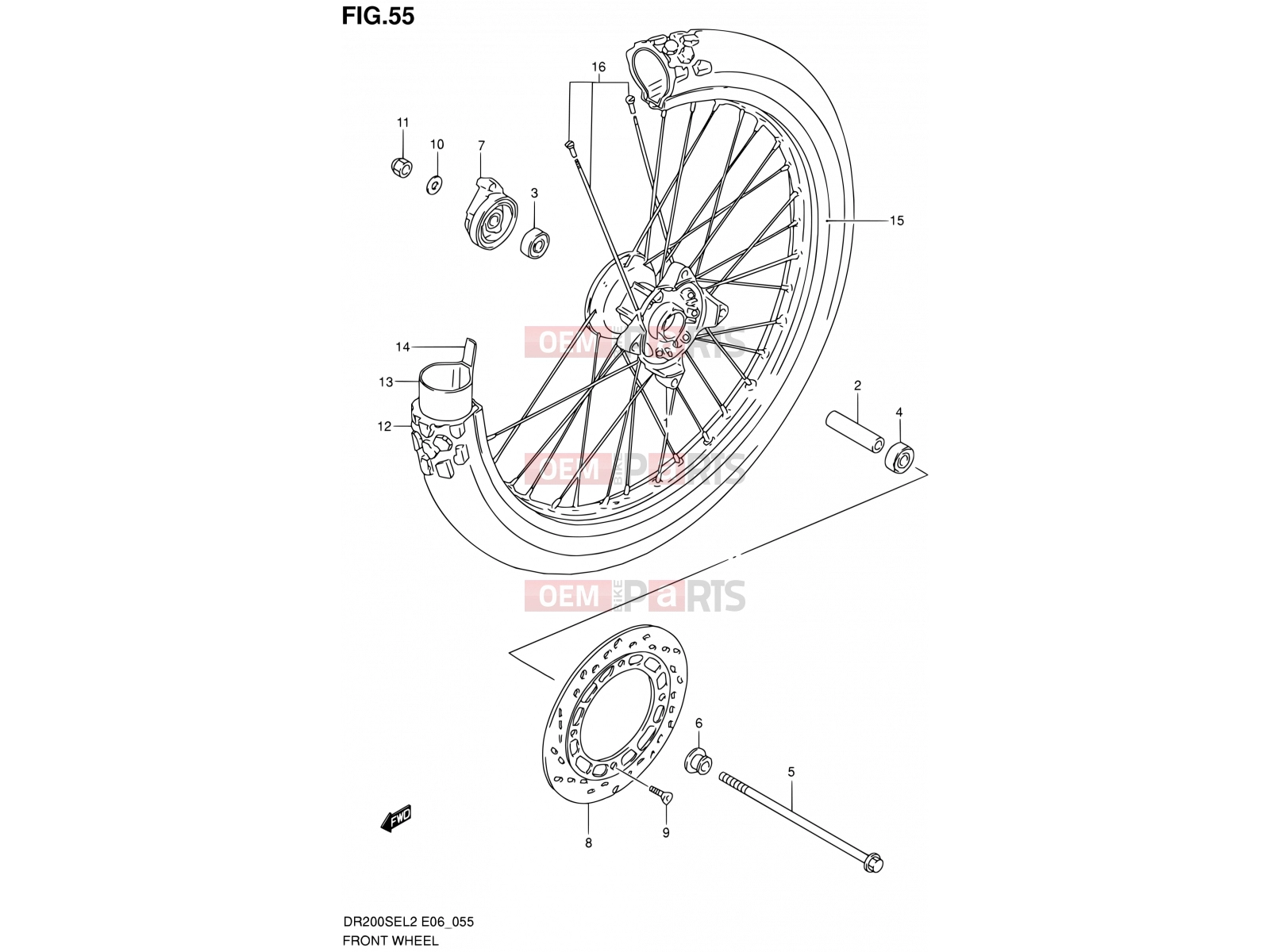 SUZUKI DR200SE L2 (2012) (E06) 55 - FRONT WHEEL