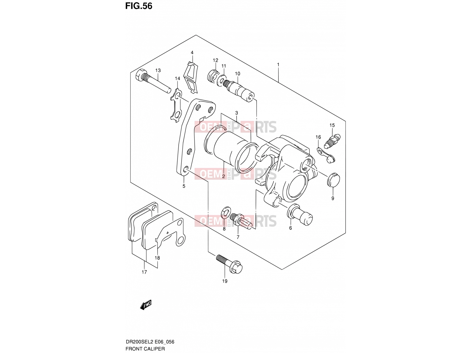 SUZUKI DR200SE L2 (2012) (E06) 56 - FRONT CALIPER