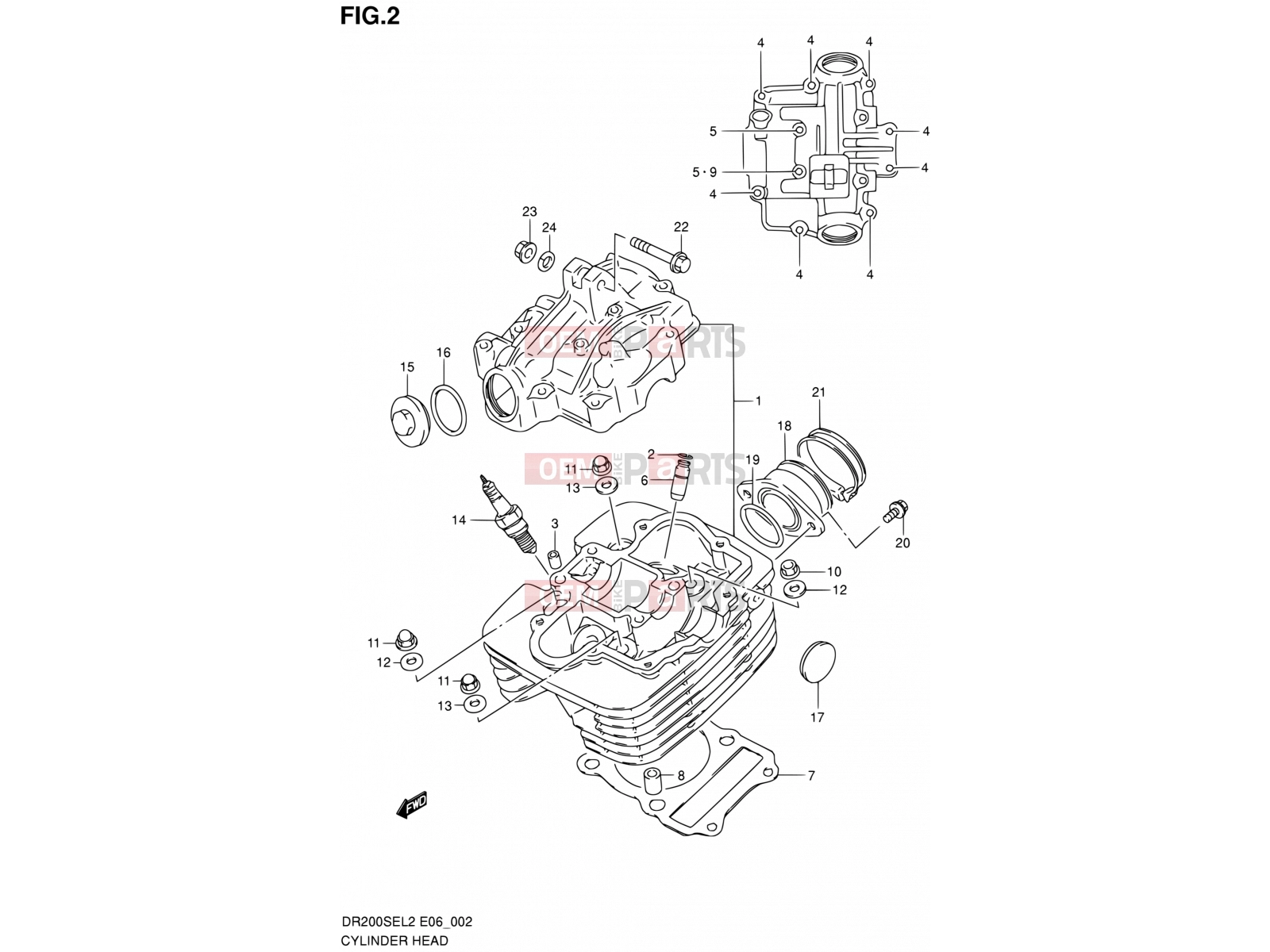 SUZUKI DR200SE L2 (2012) (E24) 2 - CYLINDER HEAD