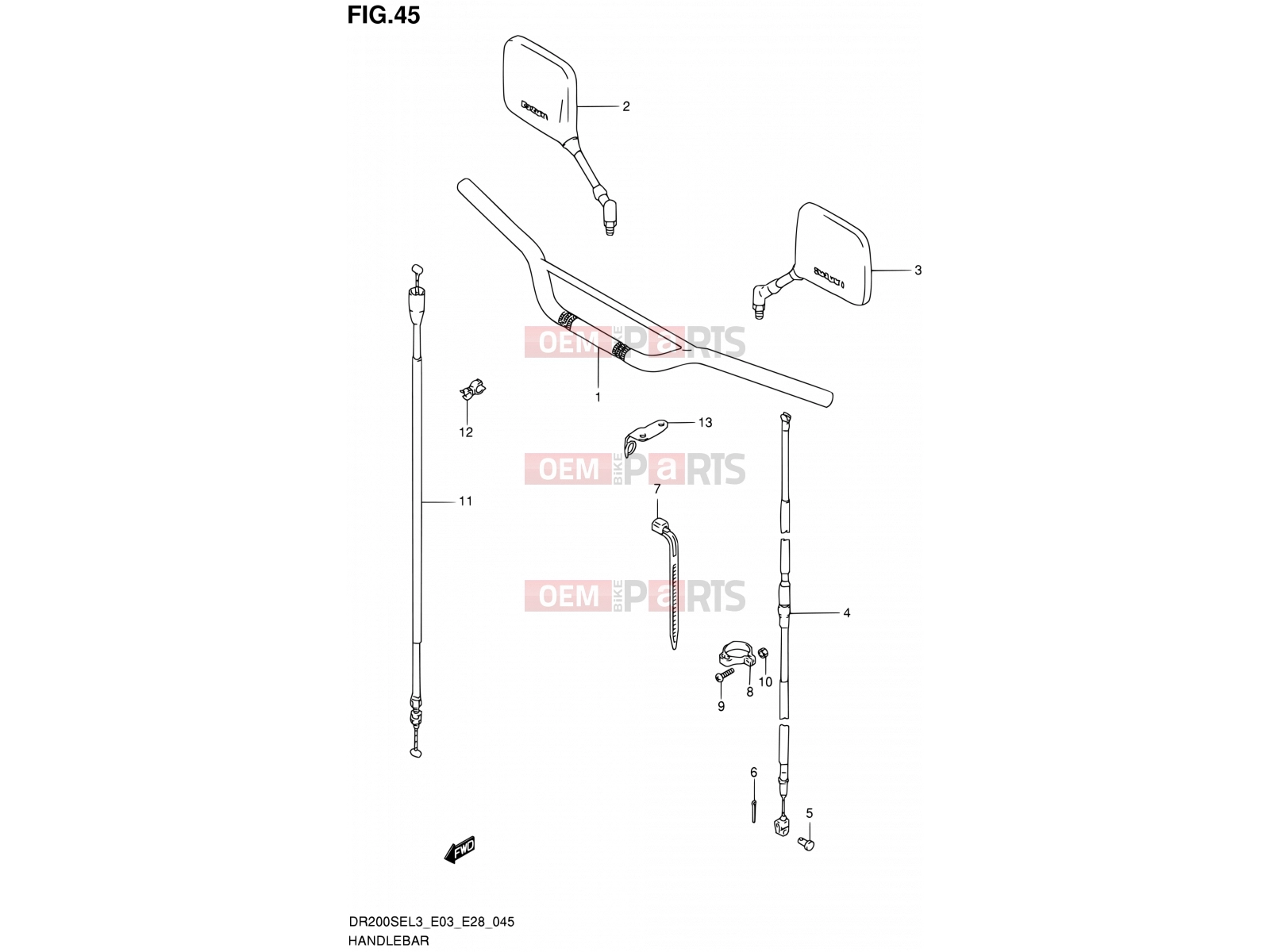 SUZUKI DR200SE L3 (2013) (E03,E28,E33) 45 - HANDLEBAR