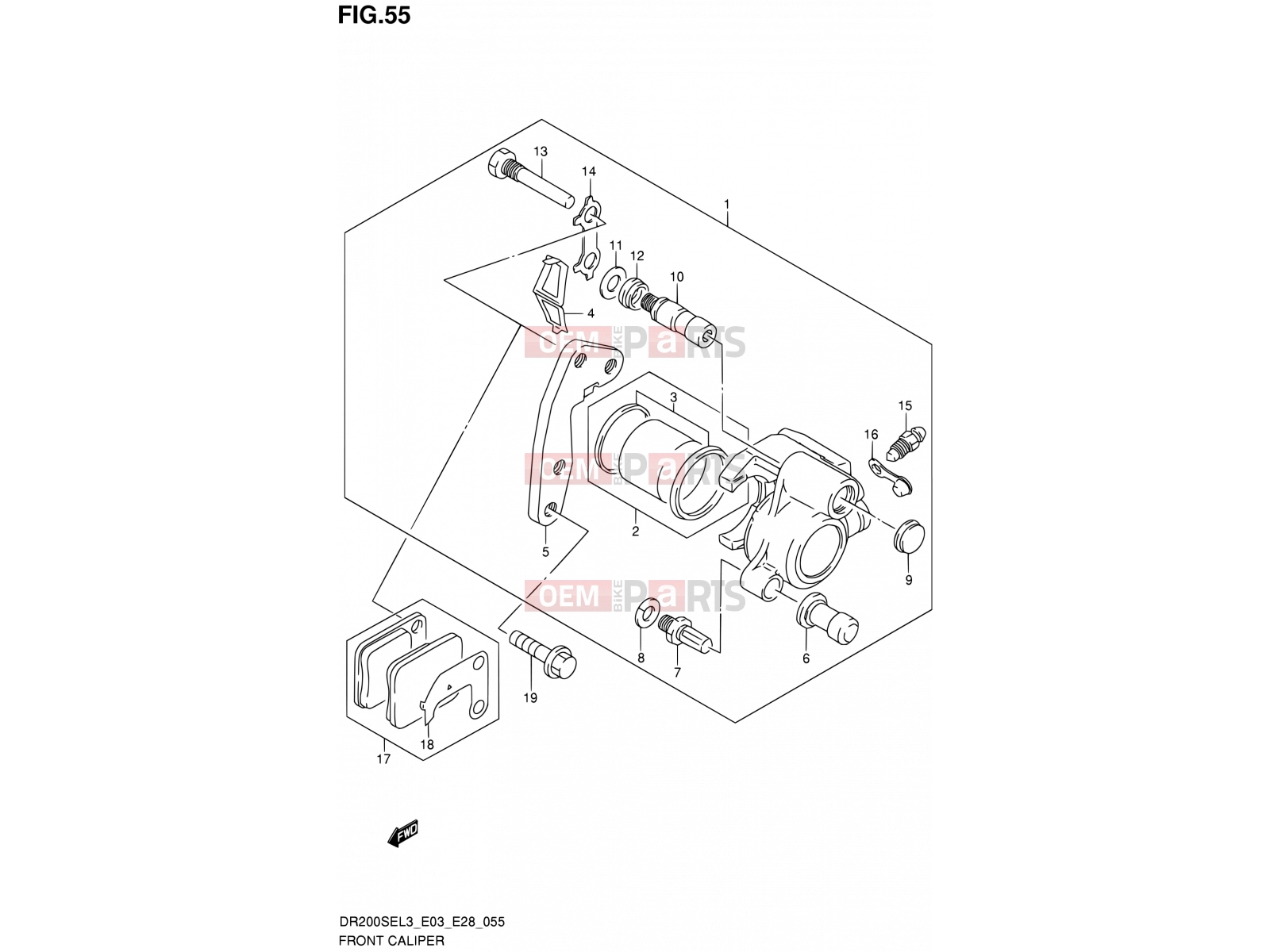 SUZUKI DR200SE L3 (2013) (E03,E28,E33) 55 - FRONT CALIPER