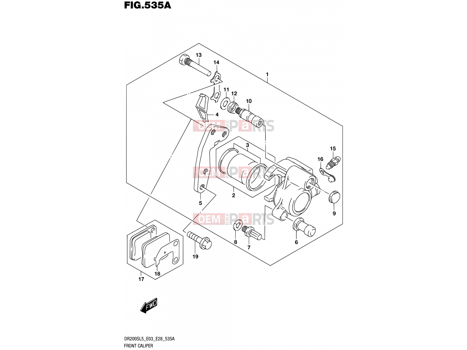 SUZUKI DR200S L5 (2015) (E03,E28,E33) 535A - FRONT CALIPER