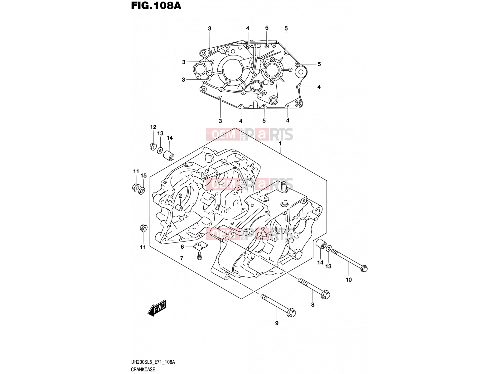 SUZUKI DR200S L5 (2015) (E71) 108A - CRANKCASE