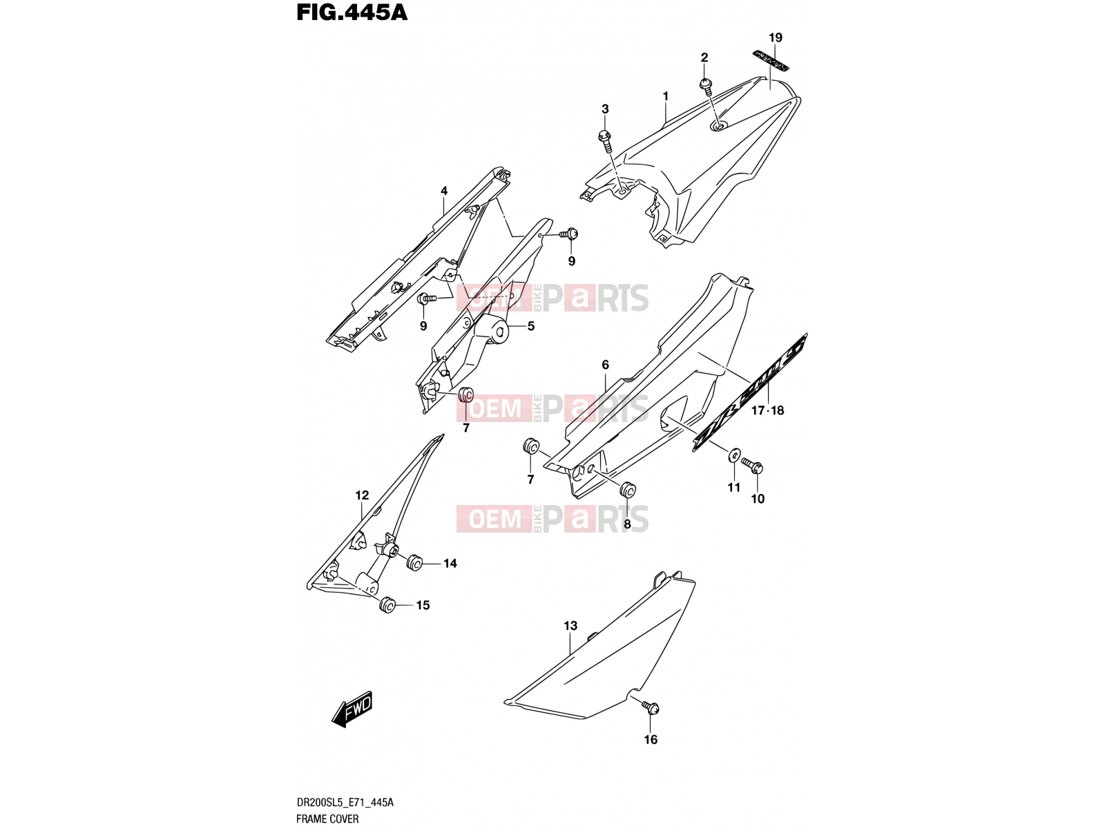 SUZUKI DR200S L5 (2015) (E71) 445A - FRAME COVER