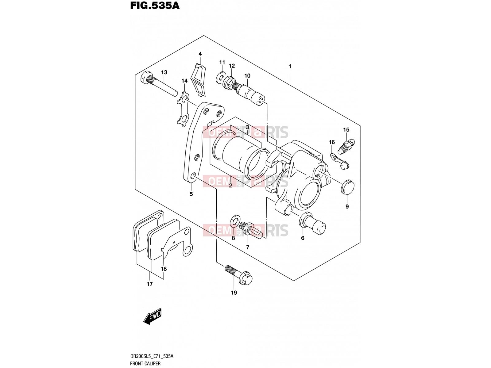SUZUKI DR200S L5 (2015) (E71) 535A - FRONT CALIPER
