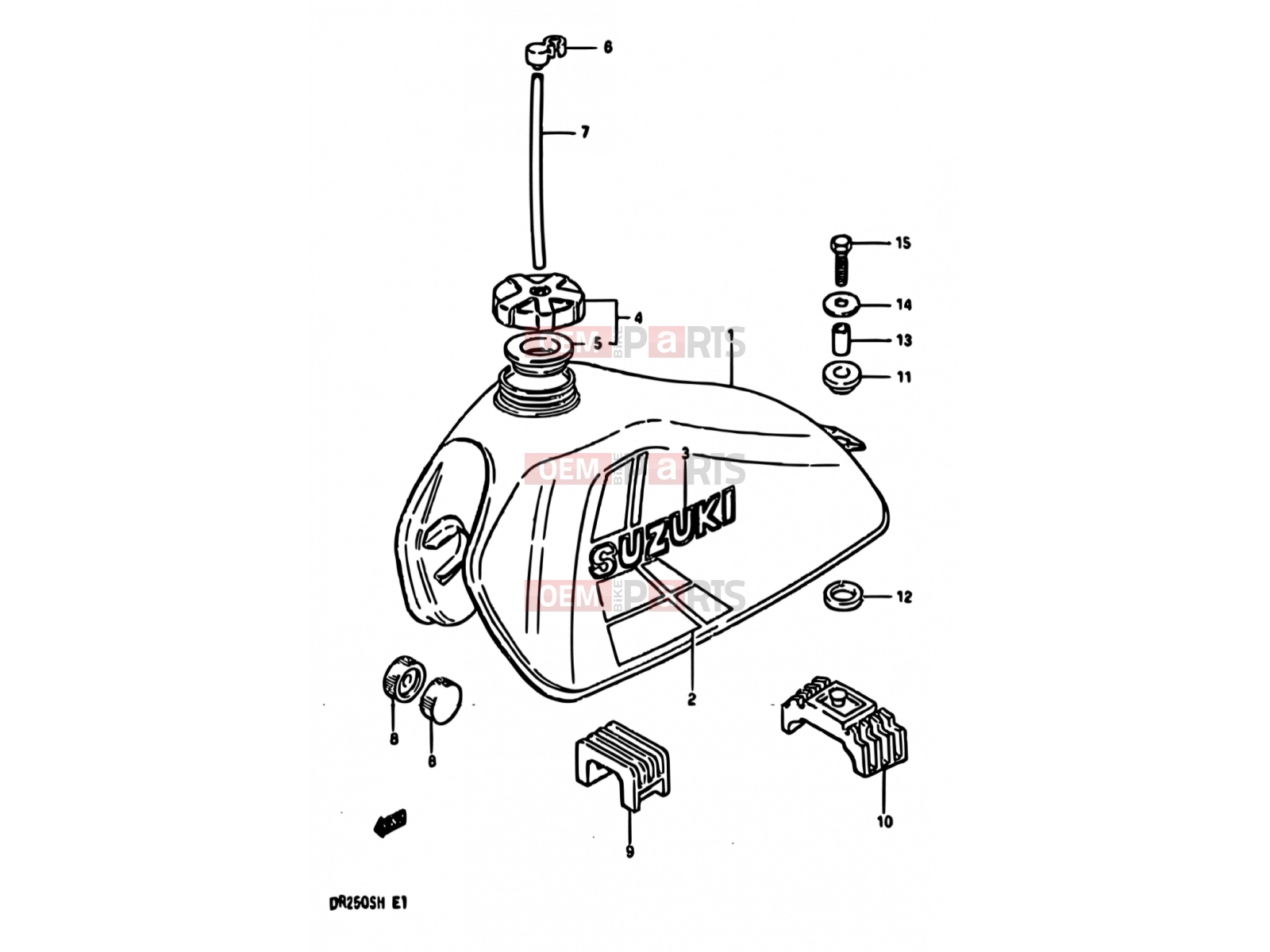 SUZUKI DR250S E (1984) 38 - FUEL TANK (MODEL E E02,E04,E15,E18,E21,E22,E25,E39)