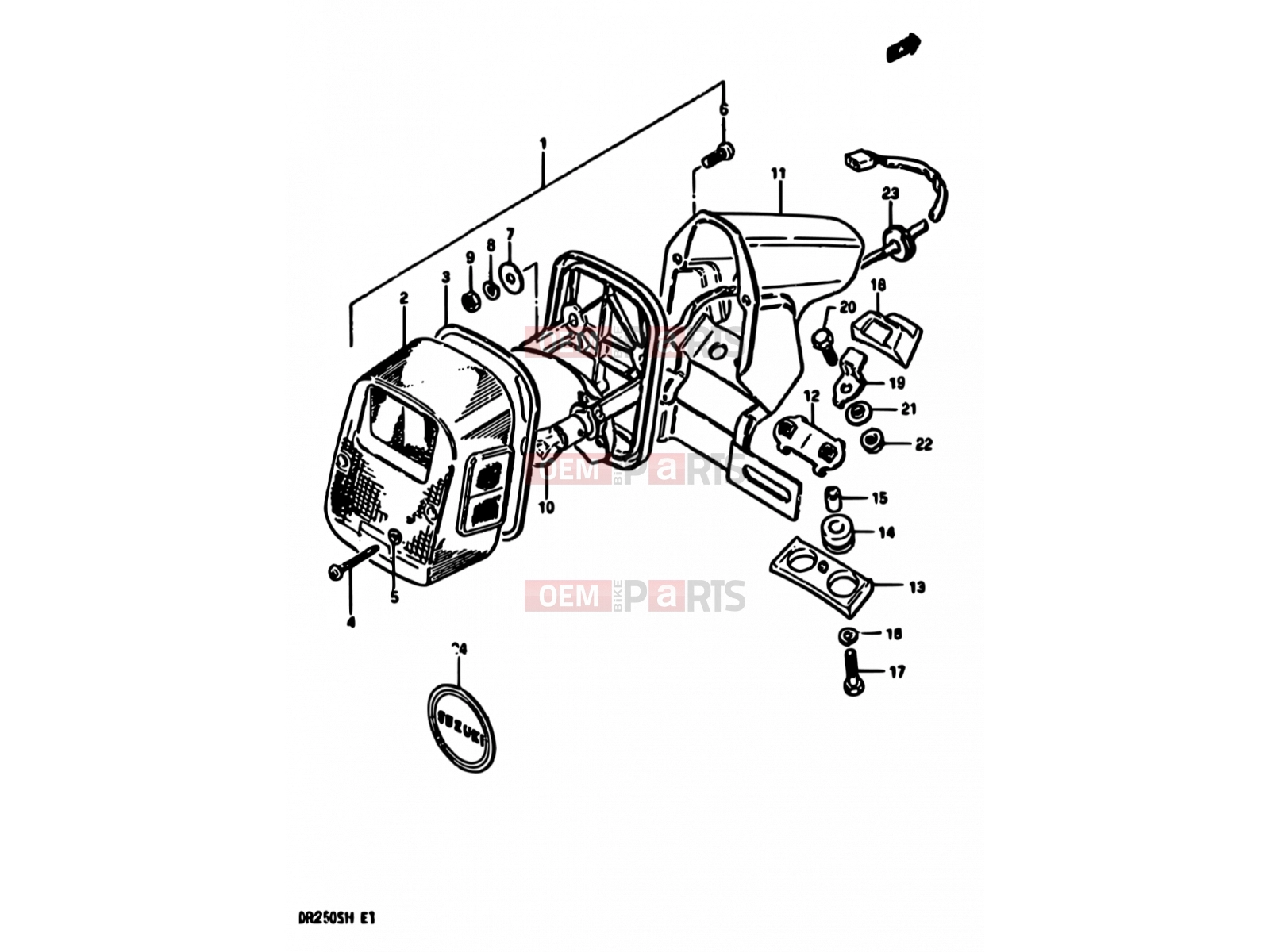SUZUKI DR250S E (1984) 29 - REAR COMBINATION LAMP (E01,E04,E06,E15,E21,E24,E25,E41)