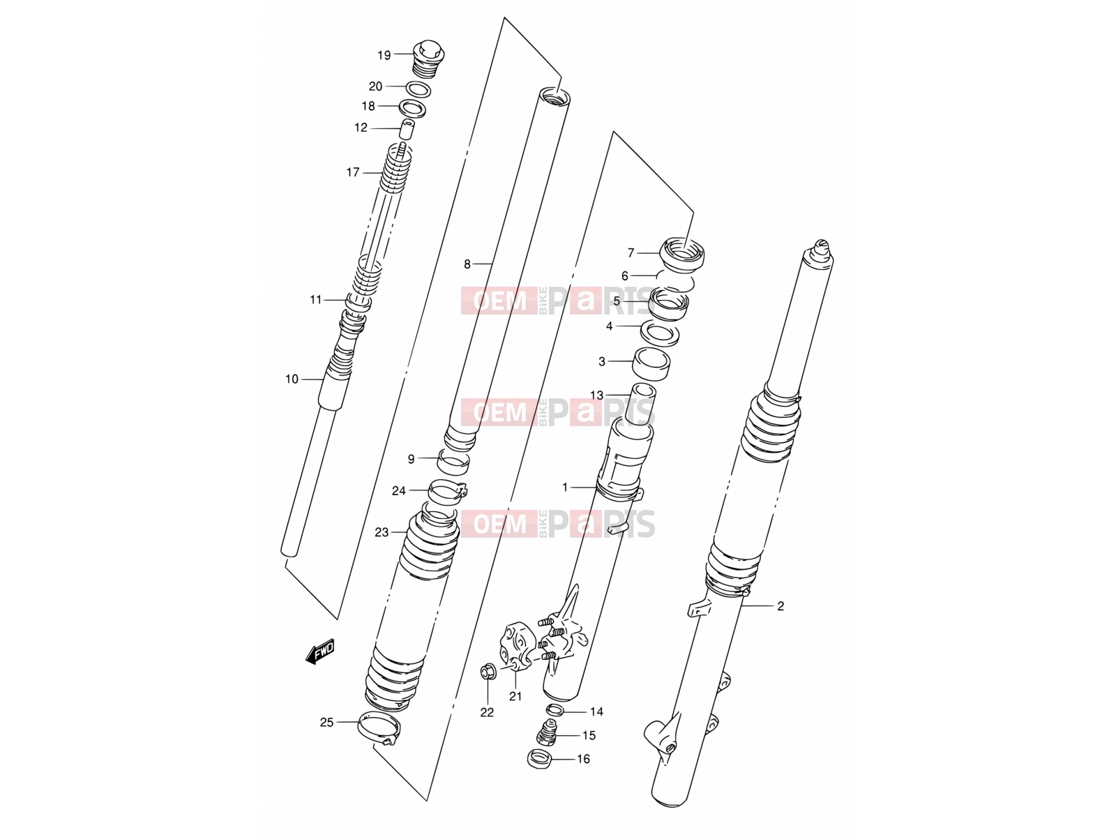 SUZUKI DR350 S (1995) (E01) 38A - FRONT DAMPER (MODEL S/T E01)