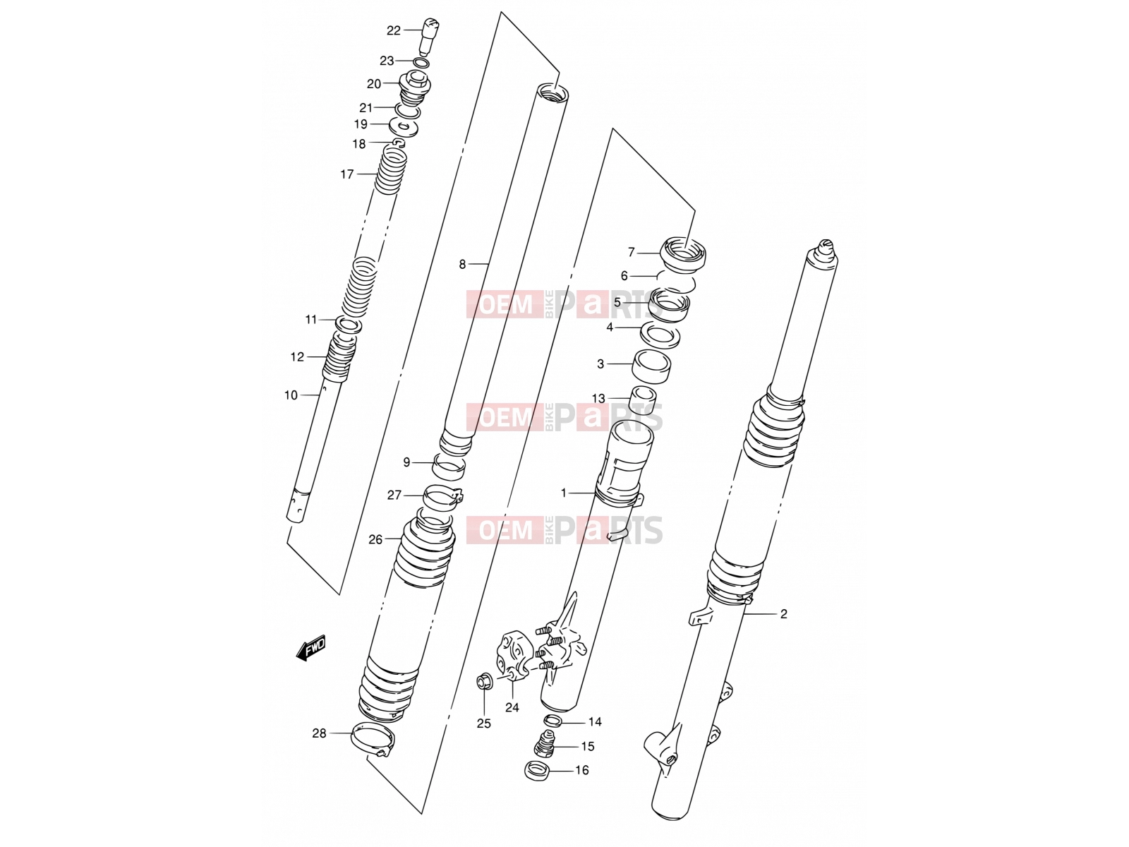 SUZUKI DR350 T (1996) (E01) 38 - FRONT DAMPER (SEE NOTE)