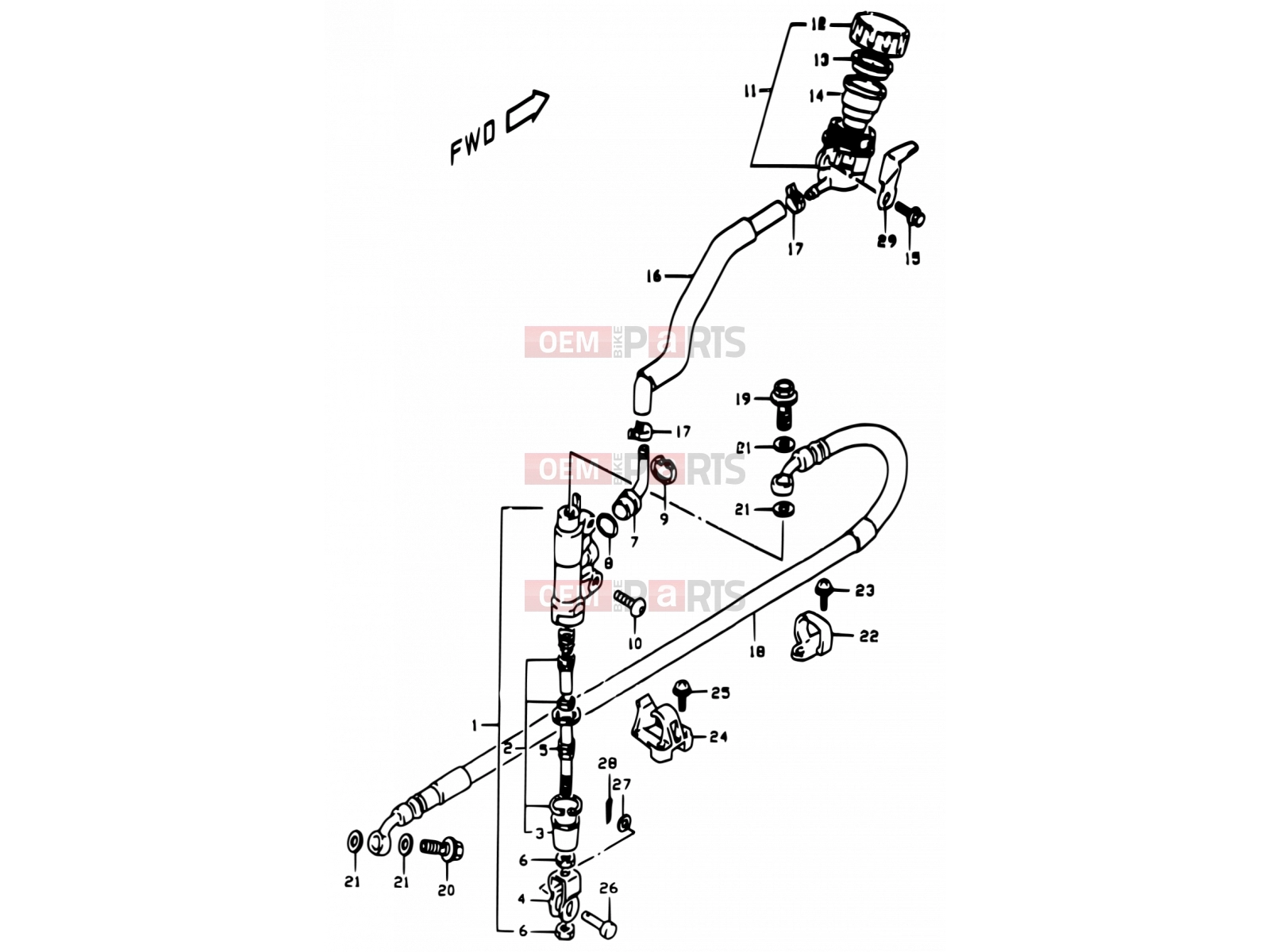 SUZUKI DR350 V (1997) (E01) 53A - REAR MASTER CYLINDER (E24)