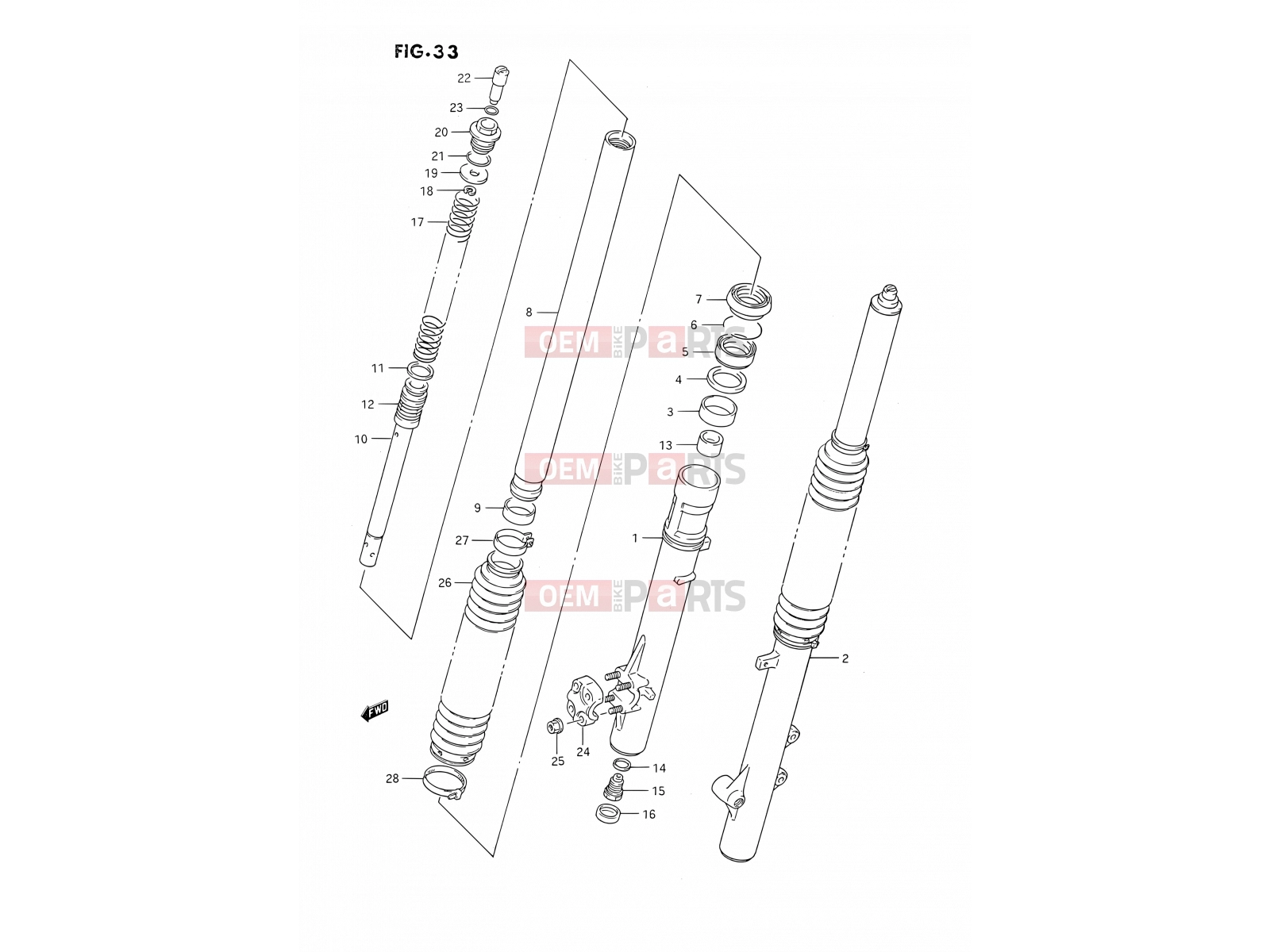 SUZUKI DR350S M (1991) (E02) 33 - FRONT DAMPER