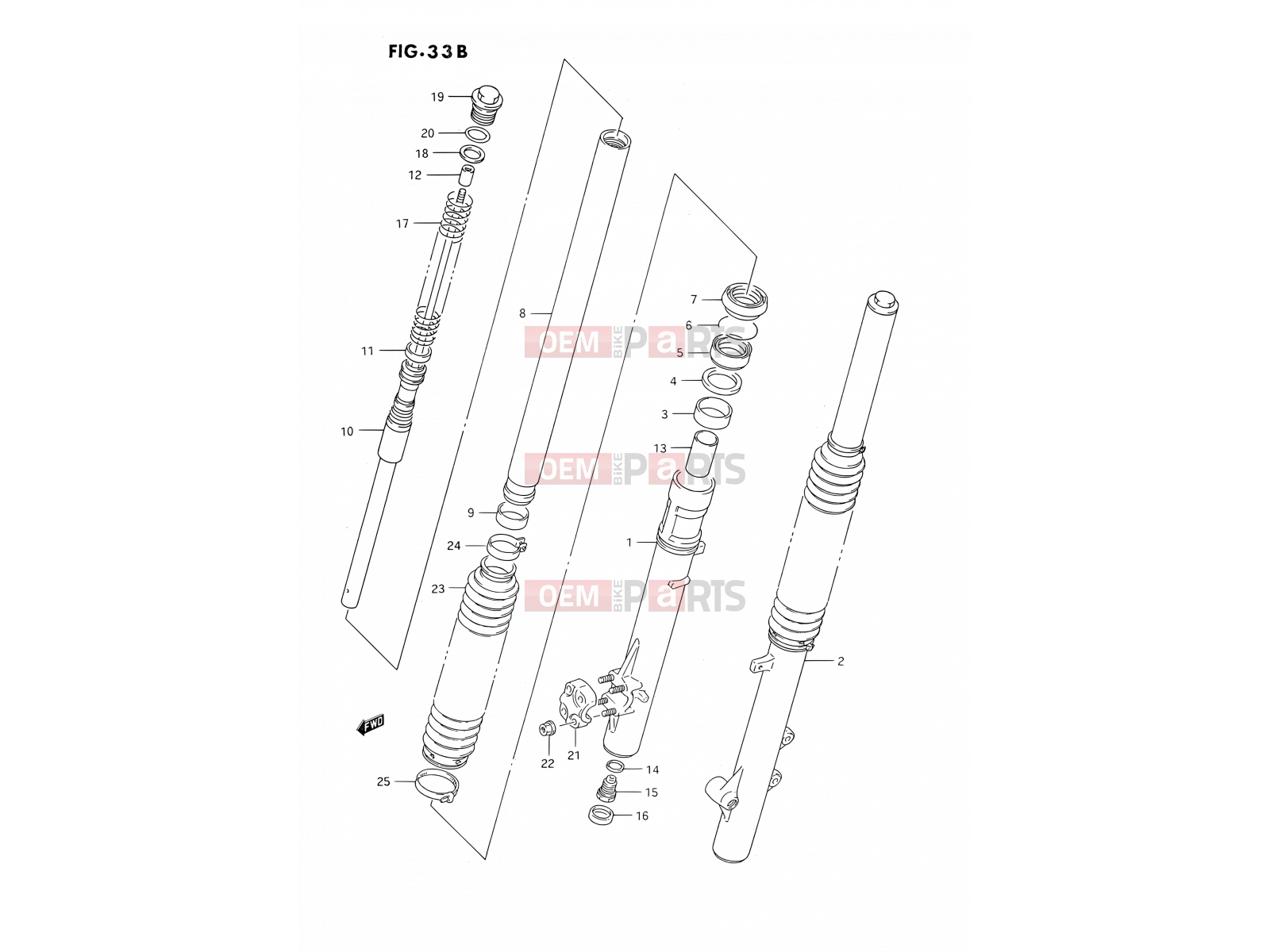 SUZUKI DR350S M (1991) (E02) 33B - FRONT DAMPER (DR350SR E22,E24)