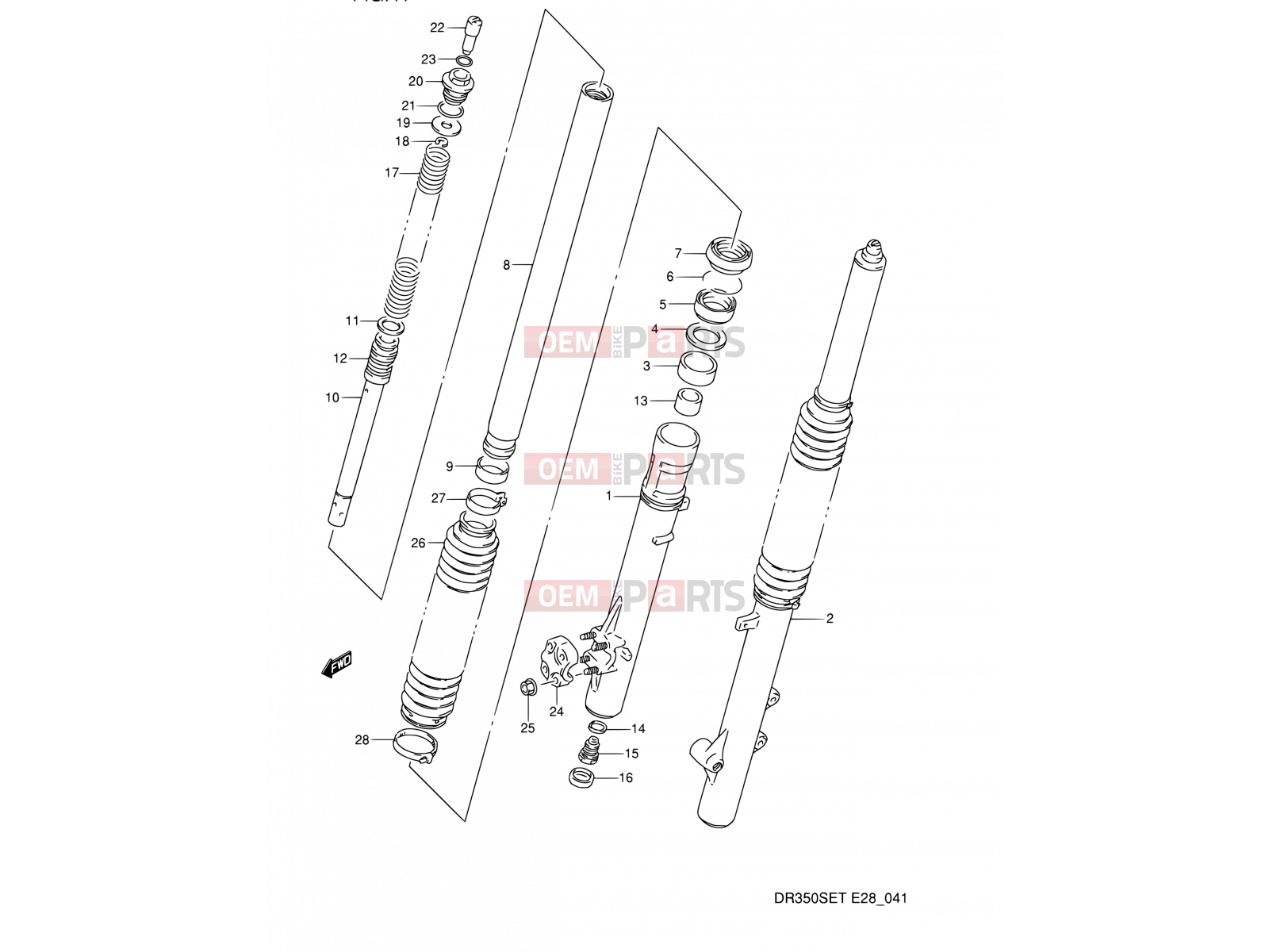 SUZUKI DR350S N (1992) (E03,E28,E33) 41 - FRONT DAMPER