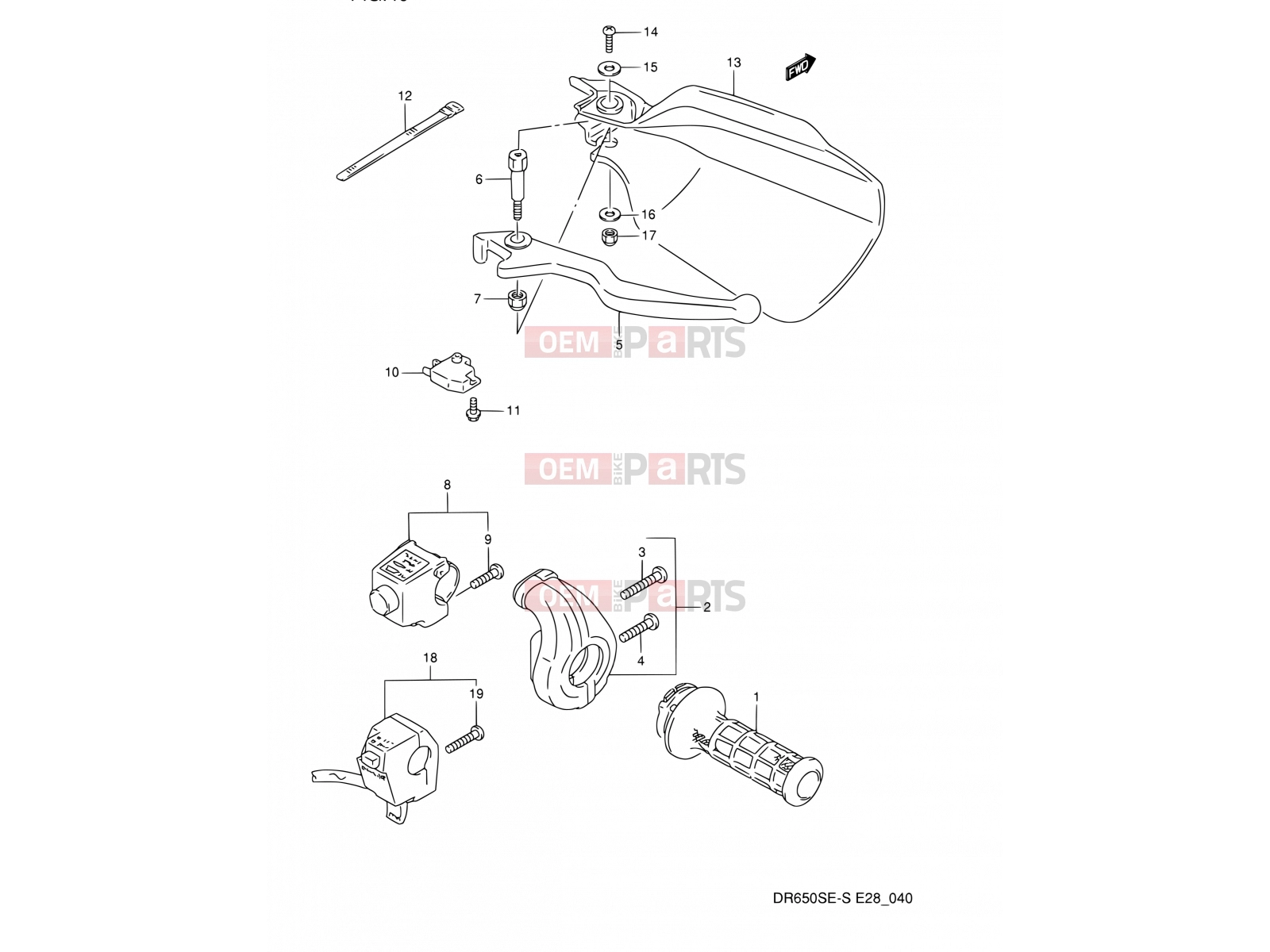 SUZUKI DR650S P (1993) 40 - RIGHT HANDLE SWITCH