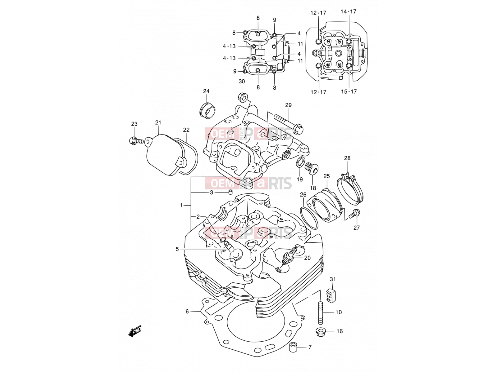 SUZUKI DR650SE K3 (2003) (E03,E28,E33) 1A - CYLINDER HEAD