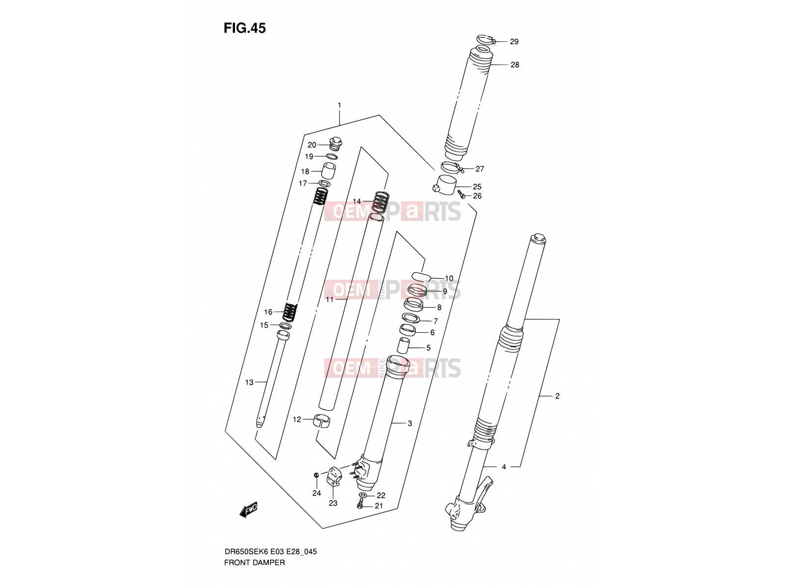 SUZUKI DR650SE K7 (2007) (E03,E28,E33) 45 - FRONT DAMPER
