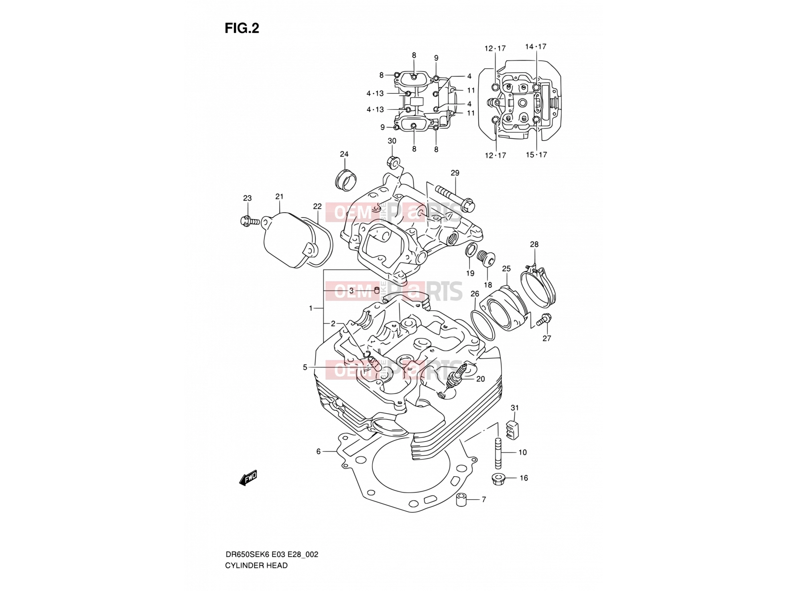 SUZUKI DR650SE K8 (2008) (E03,E28,E33) 2 - CYLINDER HEAD