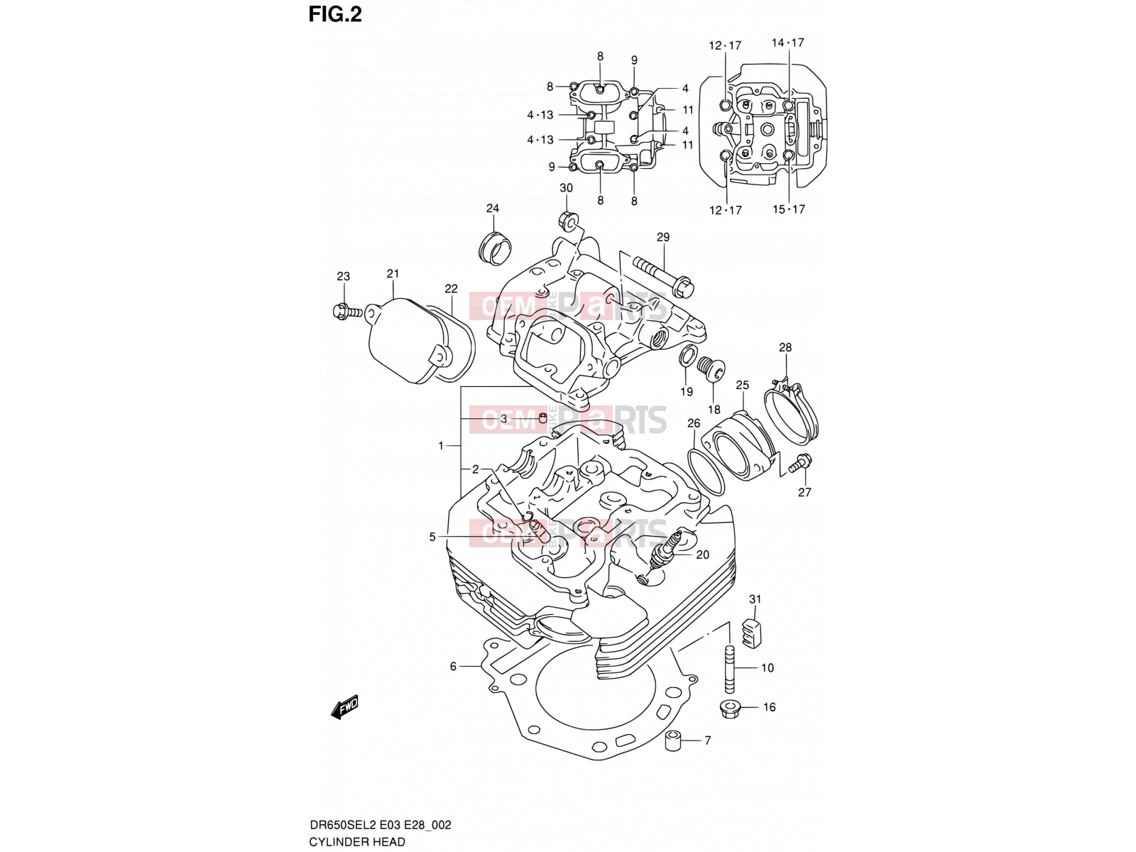 SUZUKI DR650SE L2 (2012) (E03,E28,E33) 2 - CYLINDER HEAD
