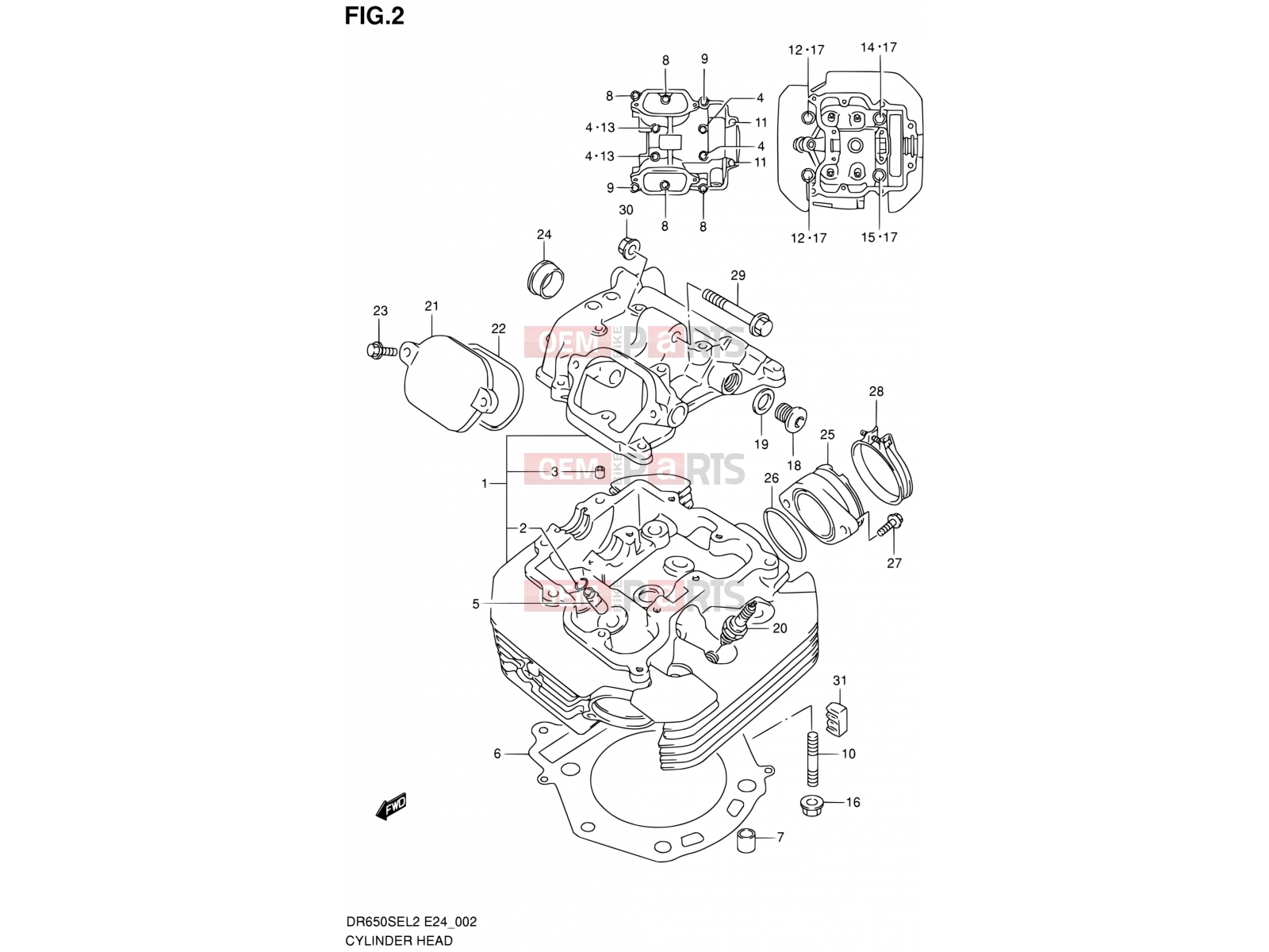 SUZUKI DR650SE L2 (2012) (E24) 2 - CYLINDER HEAD