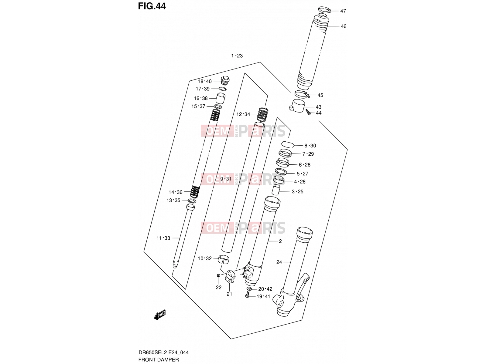 SUZUKI DR650SE L2 (2012) (E24) 44 - FRONT DAMPER