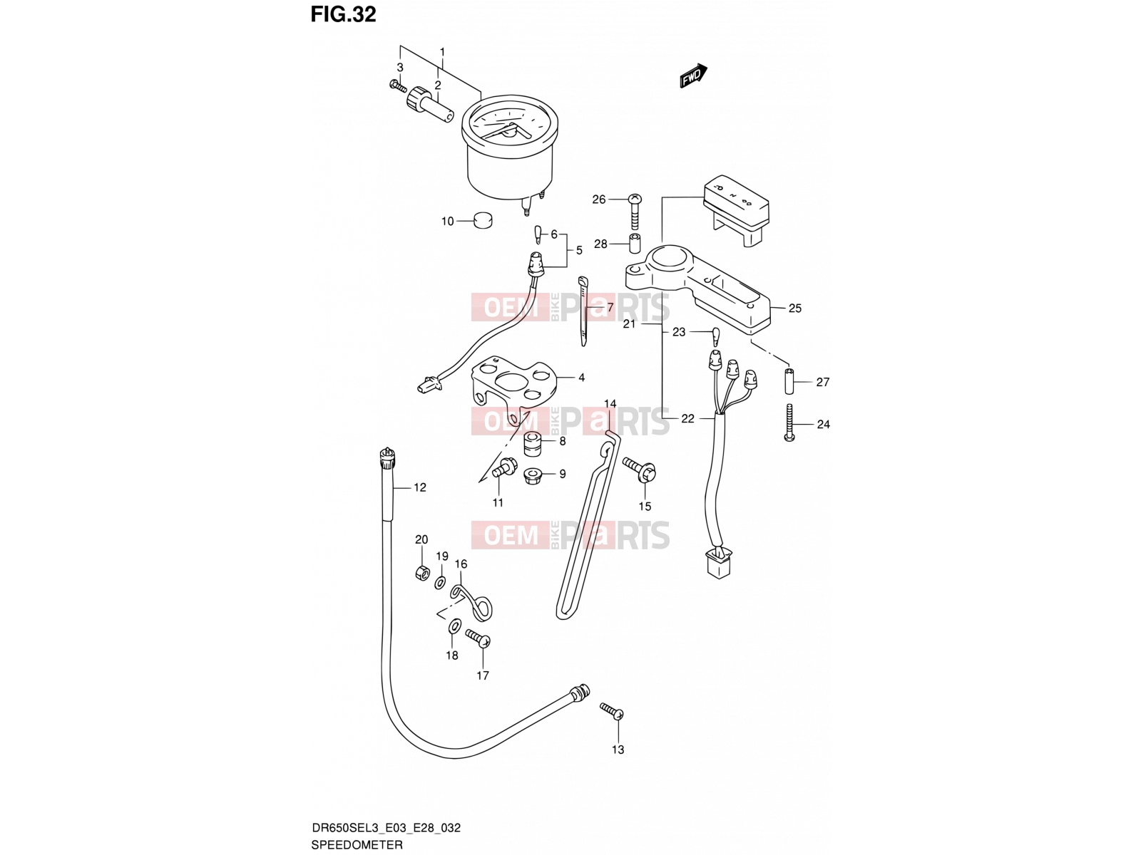 SUZUKI DR650SE L3 (2013) (E03,E28,E33) 32 - SPEEDOMETER (DR650SEL3 E33)