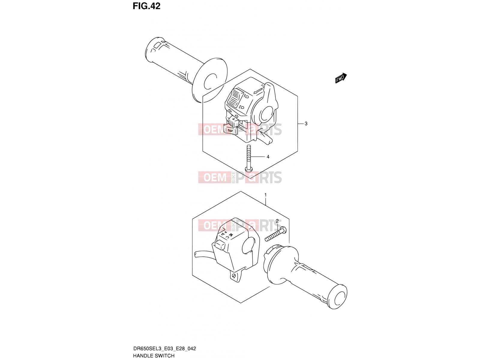 SUZUKI DR650SE L3 (2013) (E03,E28,E33) 42 - HANDLE SWITCH (DR650SEL3 E28)