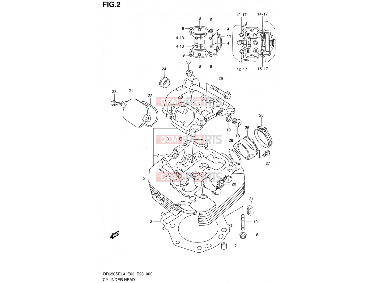 SUZUKI DR650SE L4 (2014) (E03,E28,E33) 2 - CYLINDER HEAD