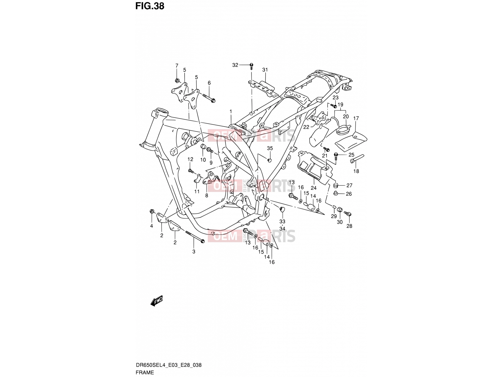 SUZUKI DR650SE L4 (2014) (E03,E28,E33) 38 - FRAME (DR650SEL4 E33)