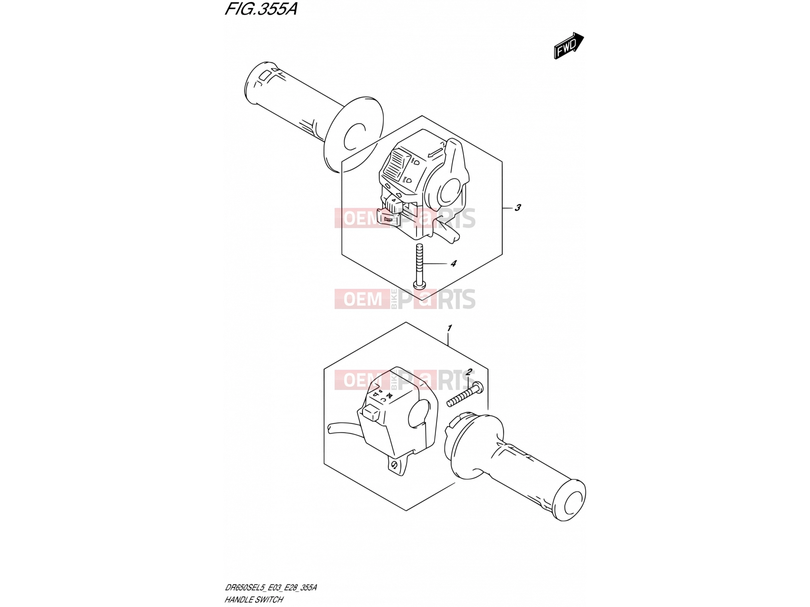 SUZUKI DR650SE L5 (2015) (E03,E28,E33) 355A - HANDLE SWITCH