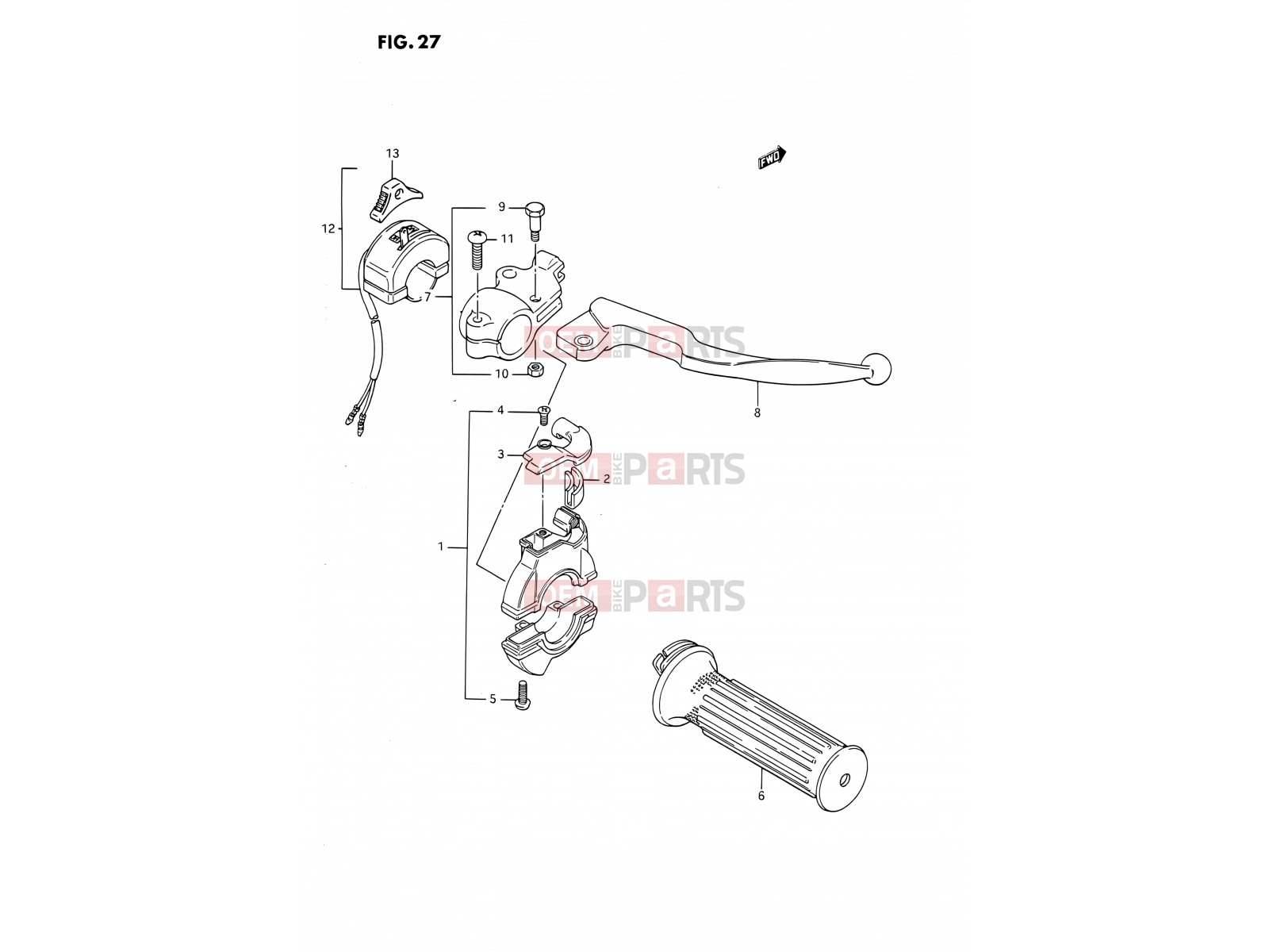 SUZUKI DS80 N (1992) (E24) 27 - RIGHT HANDLE SWITCH