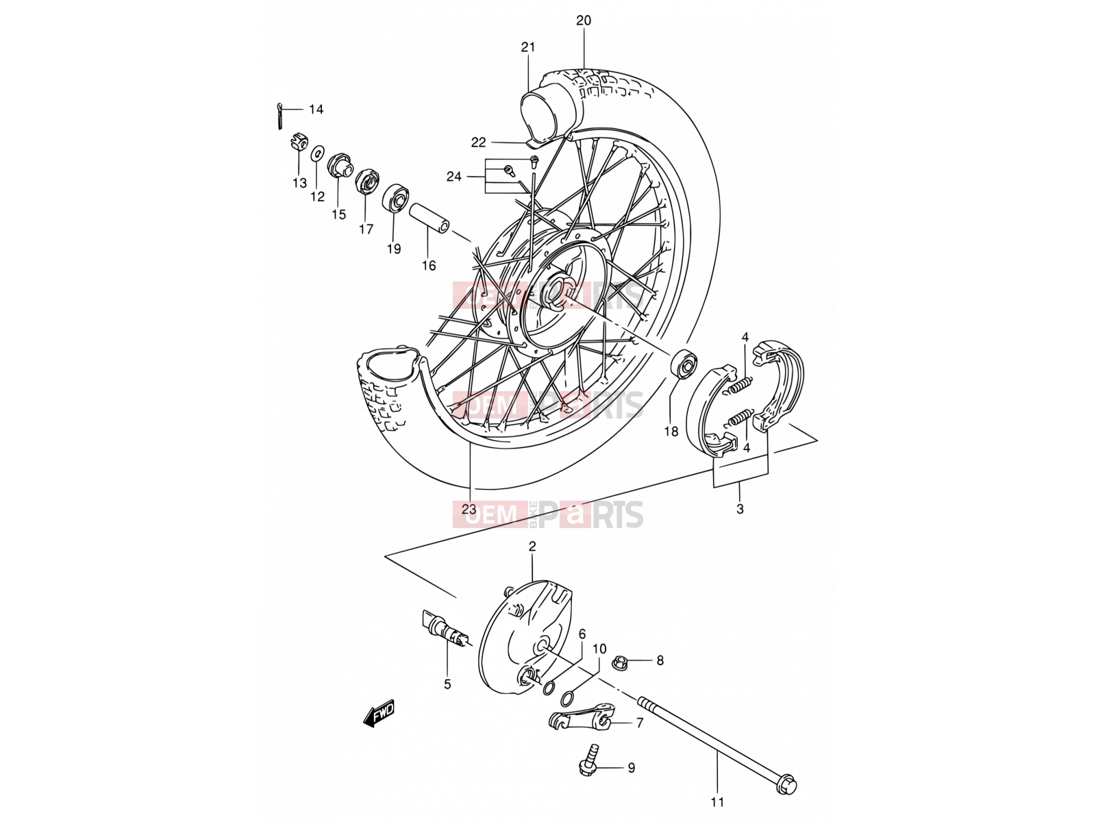 SUZUKI DS80 W (1998) (E03,E28,E33) 30 - FRONT WHEEL