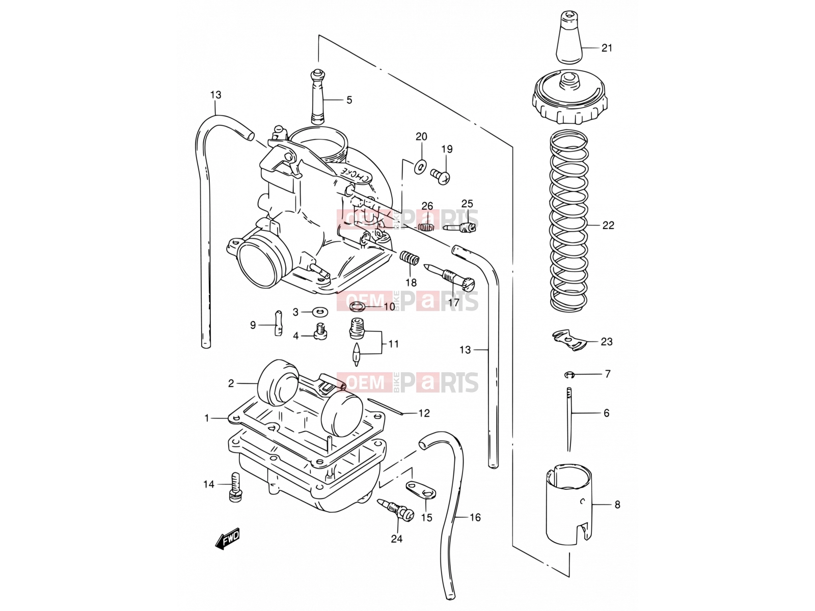 SUZUKI DS80 X (1999) (E03,E28,E33) 5 - CARBURETOR